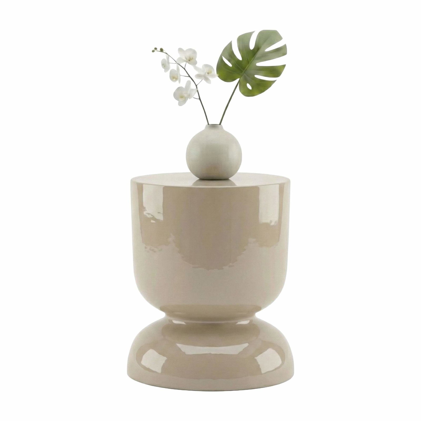 Timeglas sidebord og skammel – alsidigt metaldesign