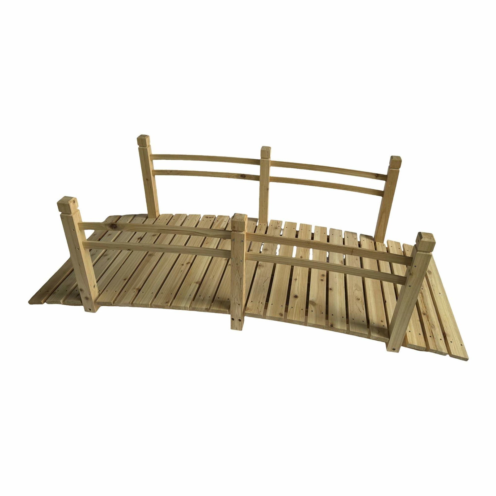 Træhavebro – Buet gran med rækværk