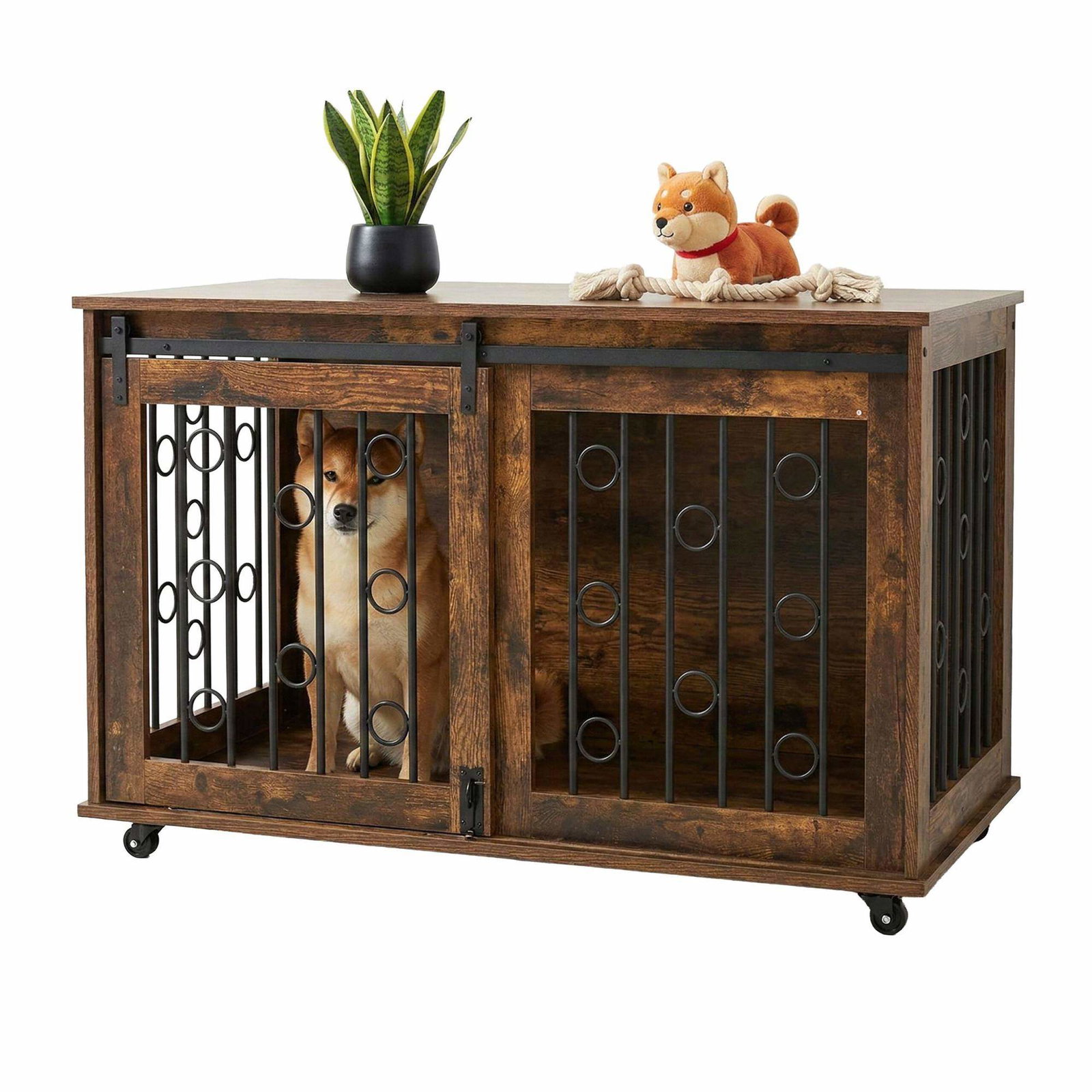 Hundbursmöbler – 2 dörrar, skjutdörr, hjul | Hem & Hobby | Pryloteket