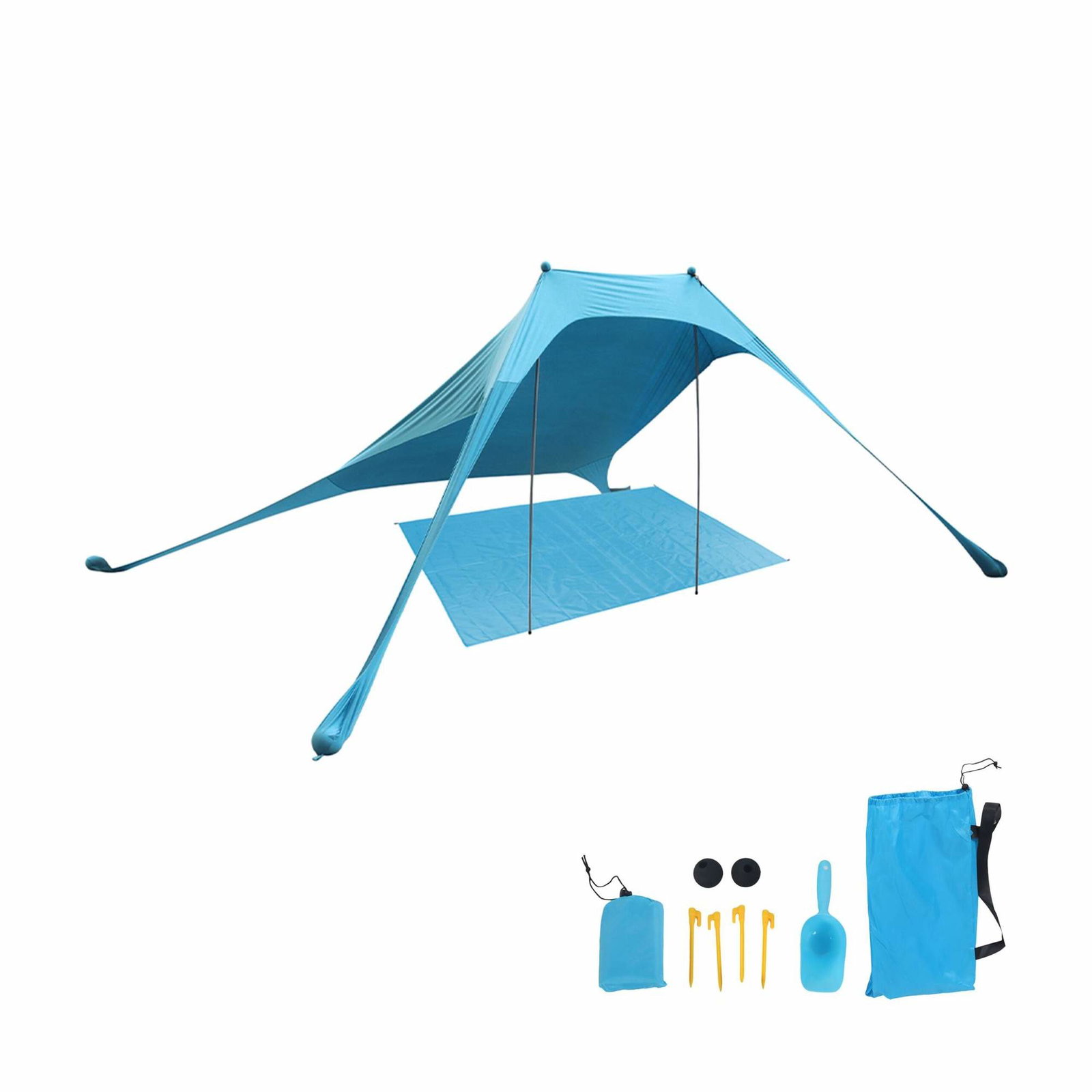 Strandtält med solskydd och stor matta – enkel installation | Hem & Hobby | Pryloteket