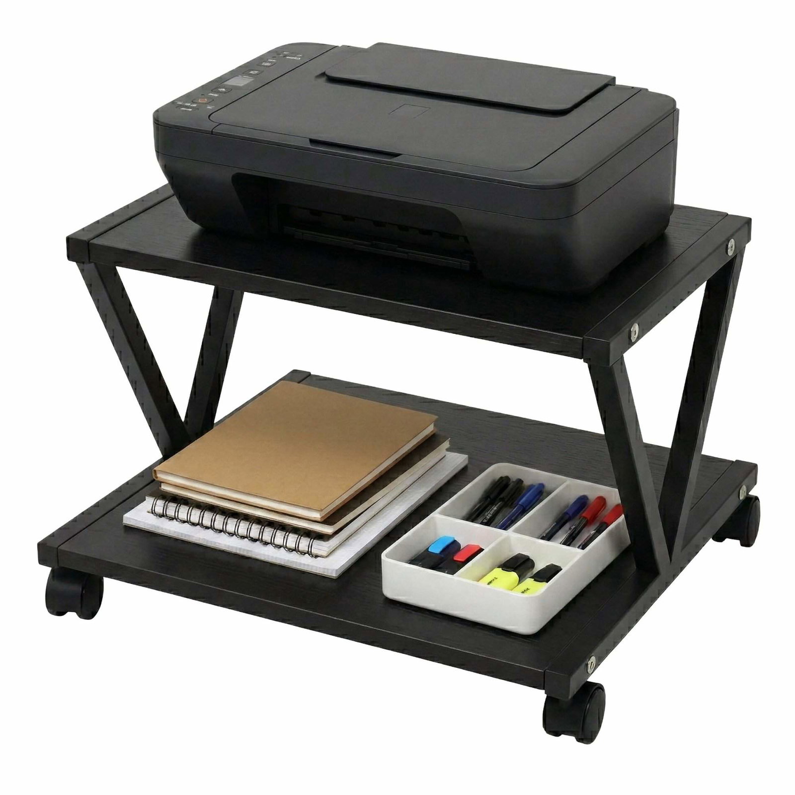 Skrivarställ med hjul – mobil hylla i två nivåer | Hem & Hobby | Pryloteket