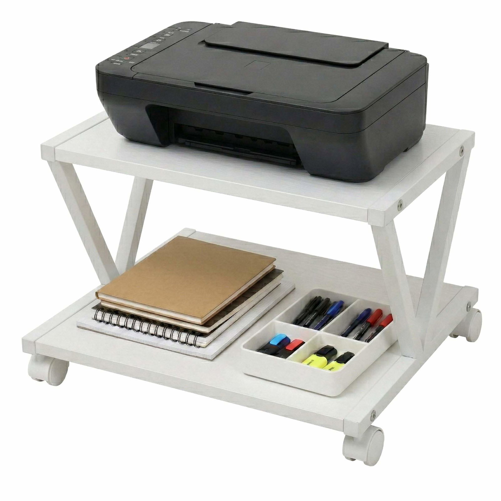 Skrivarställ med hjul – Skrivbordshylla i två nivåer | Hem & Hobby | Pryloteket