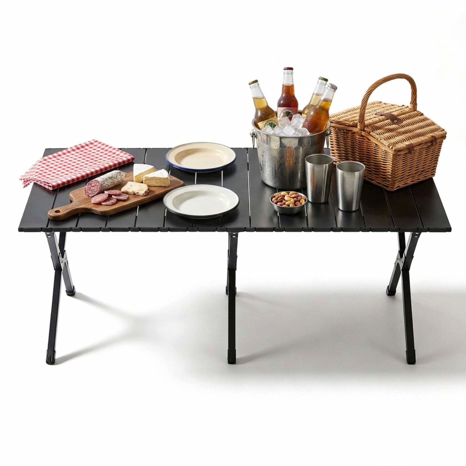 Höjdjusterbart hopfällbart campingbord – Stål, väderbeständigt | Hem & Hobby | Pryloteket