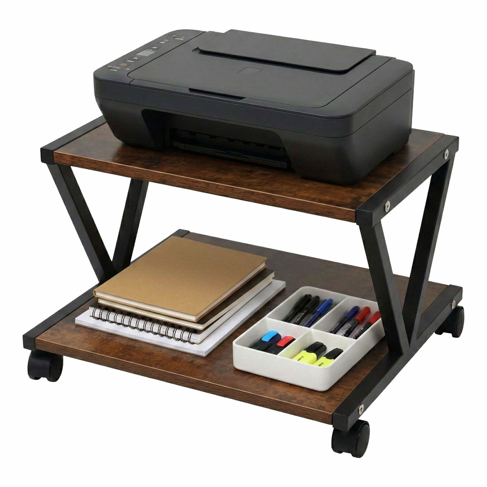 Skrivarställ med hjul – Skrivbordshylla i två nivåer | Hem & Hobby | Pryloteket
