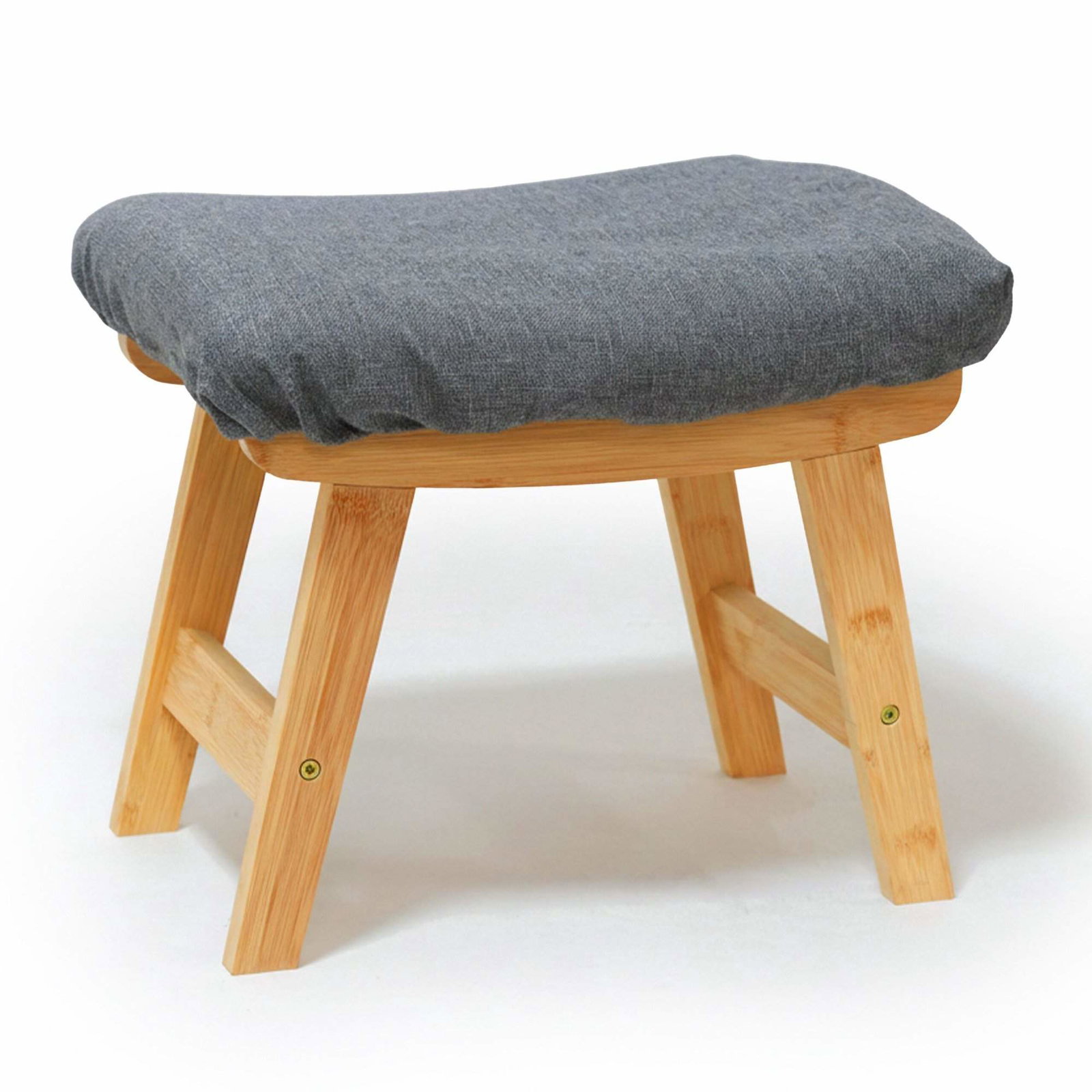 Bambus fodskammel med polstret stofplade – ergonomisk design