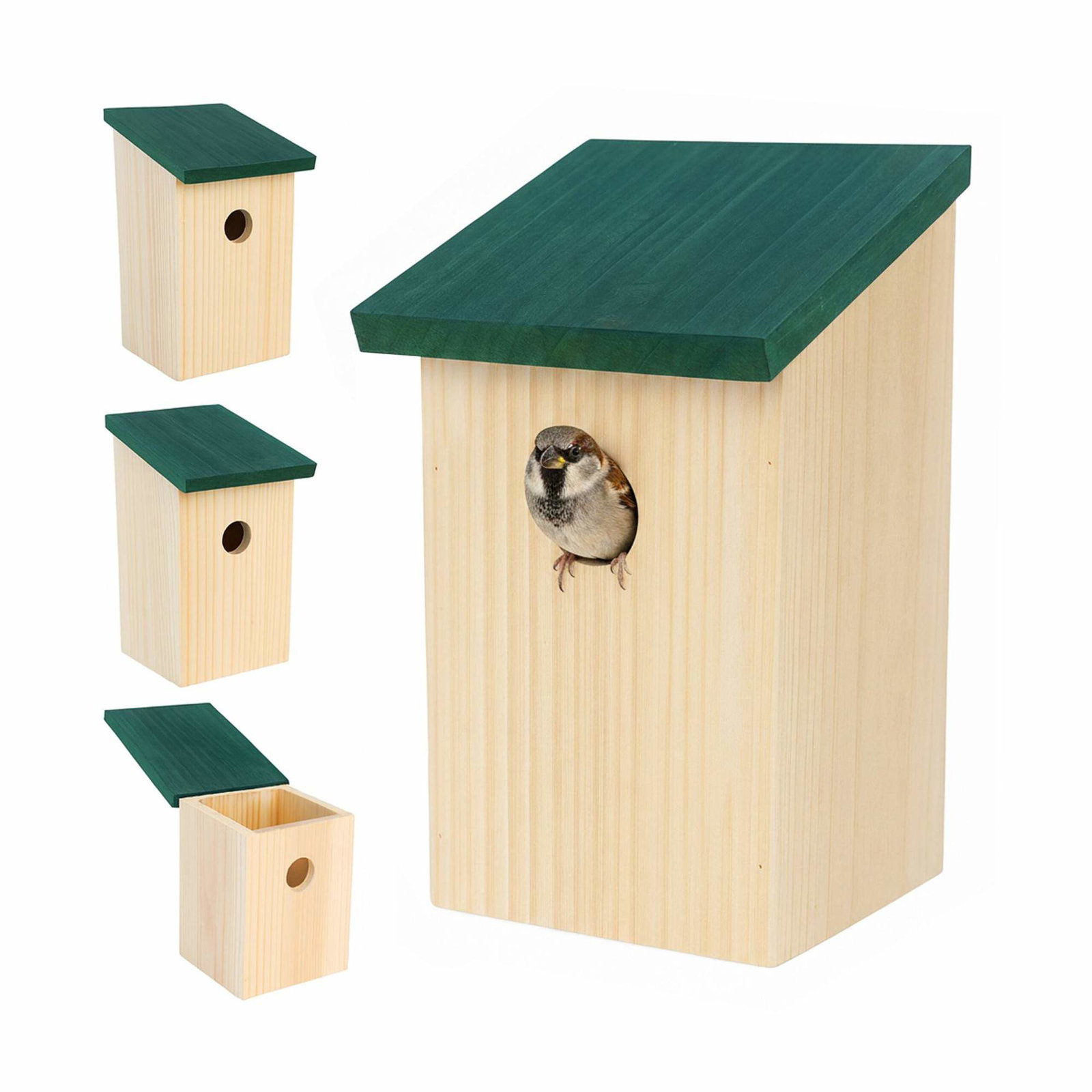 Fågelholkar set om 4 – Granträ, lätta att rengöra | Hem & Hobby | Pryloteket
