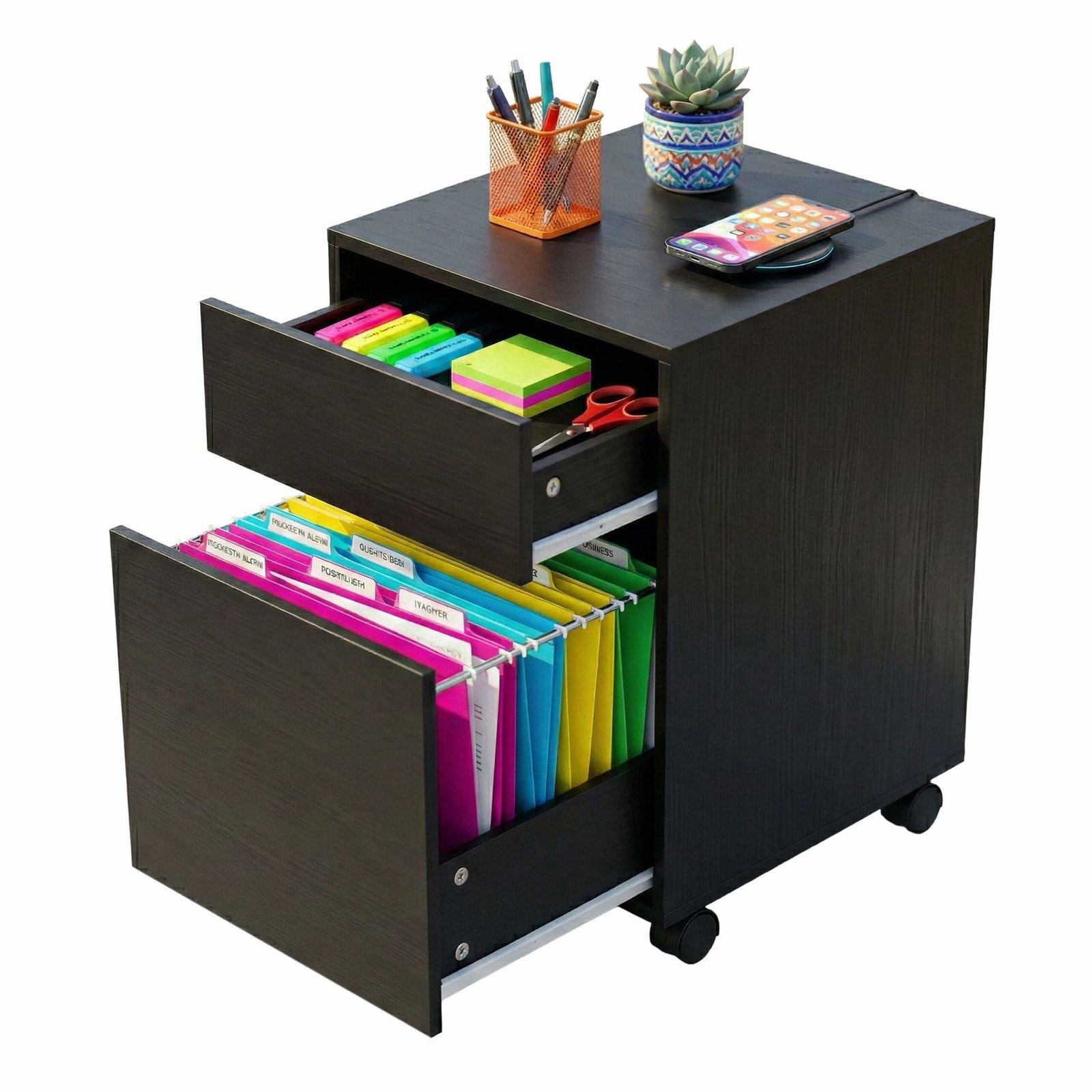 Kontorsarkivskåp med hängmappar, mobil låda | Hem & Hobby | Pryloteket