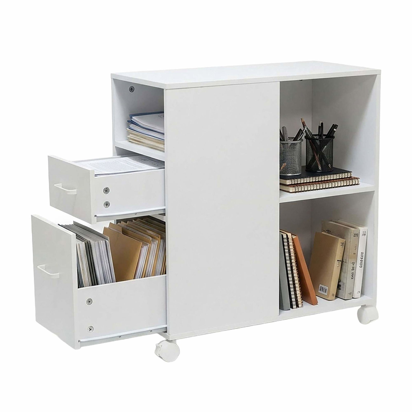 Rullande arkivskåp – 2 lådor, 3 hyllor, kompakt storlek | Hem & Hobby | Pryloteket