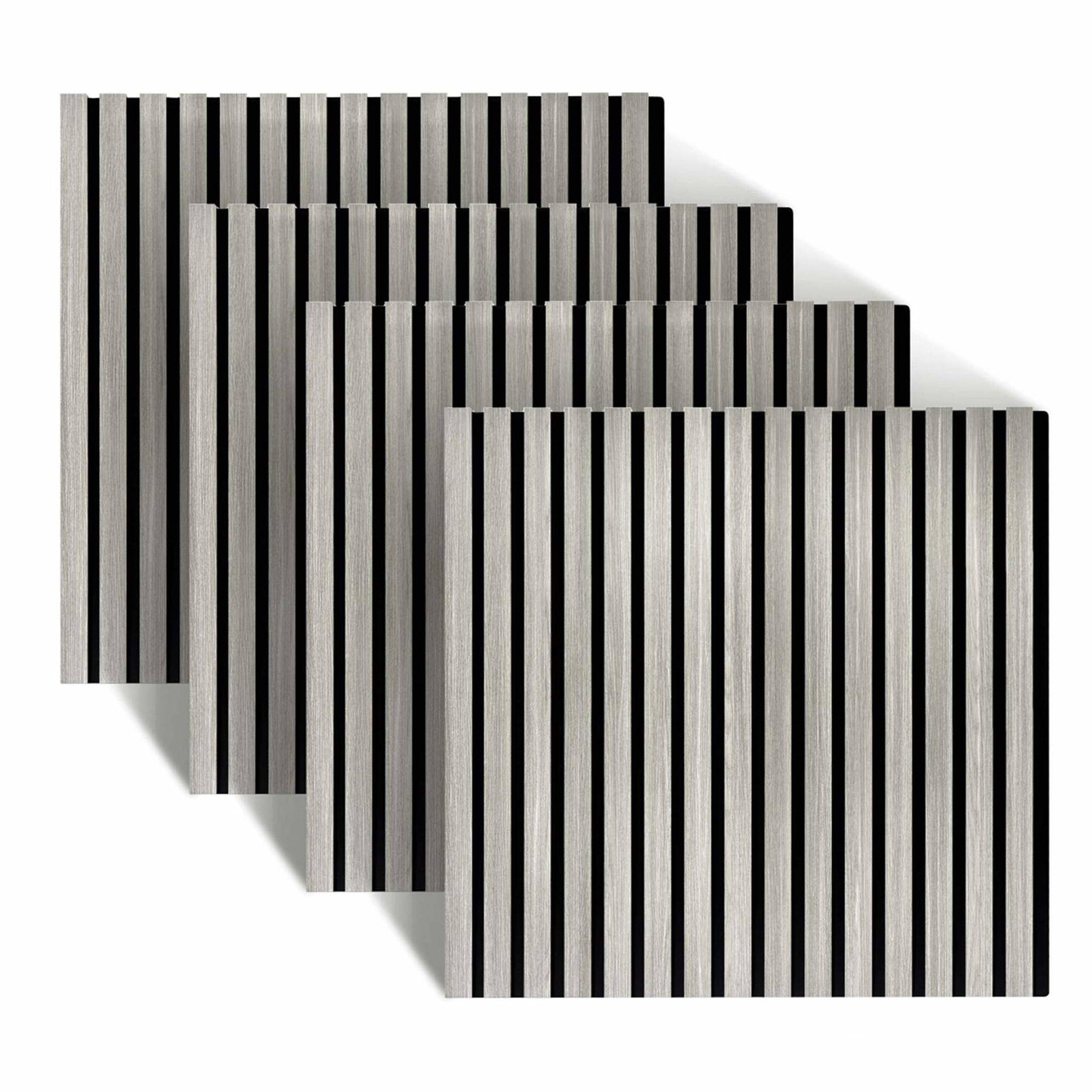 Akustiske vægpaneler, 60x60 cm, sæt med 4, træfiner