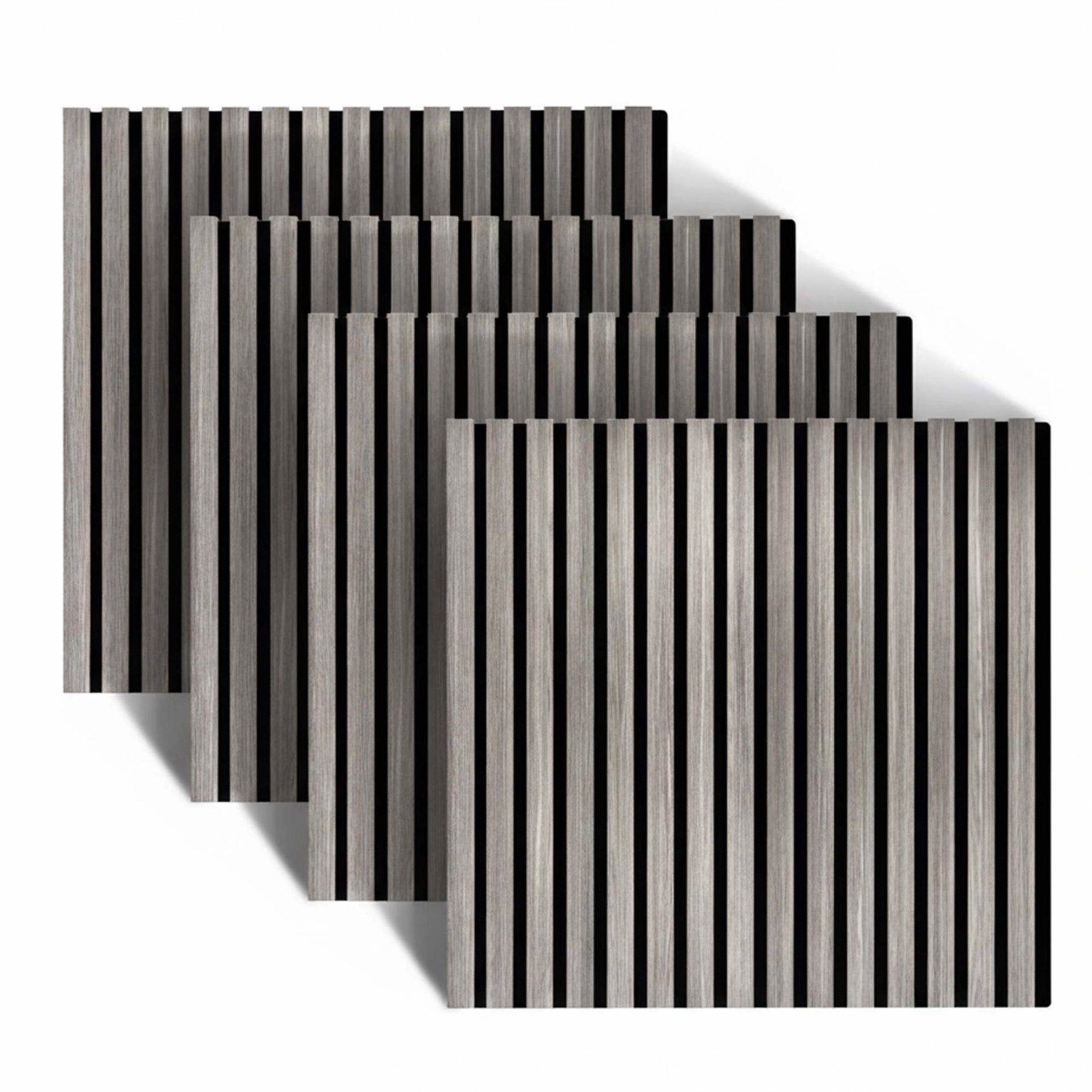 Akustiske vægpaneler, 60x60 cm, sæt med 4, træfiner