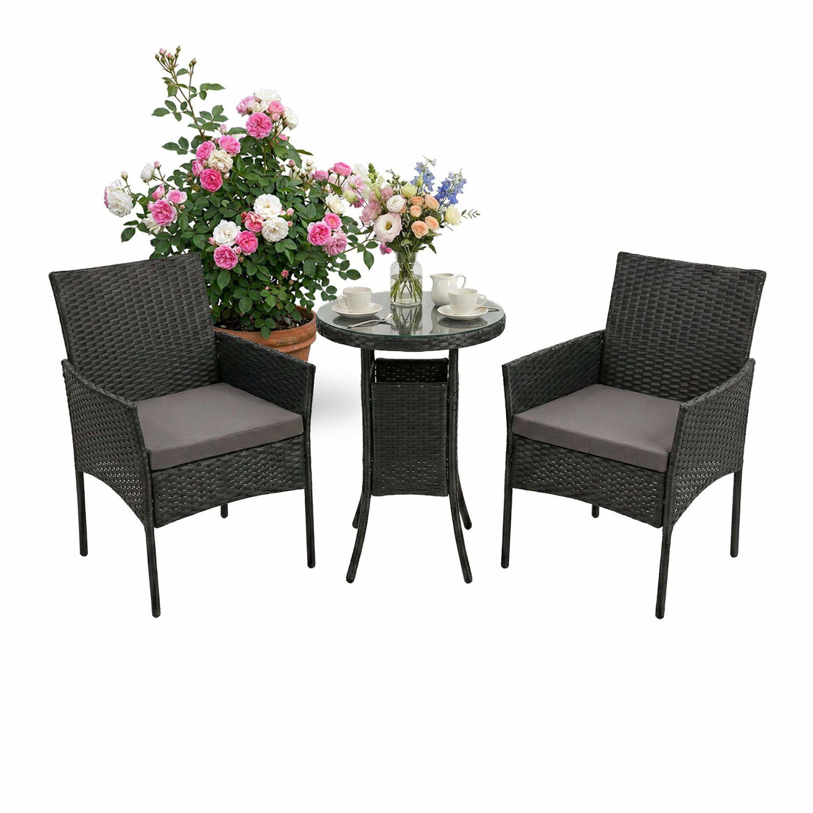 Rottingträdgårdsmöbelset för 2–3 delar med kuddar | Hem & Hobby | Pryloteket