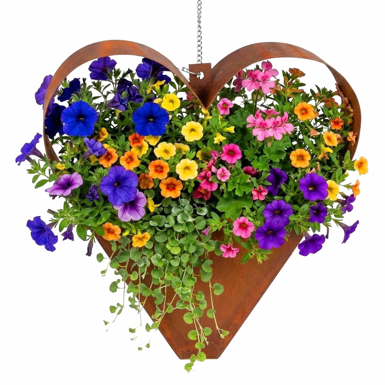 Hængende hjerteplantekasse – Rustikt metal, vejrbestandig