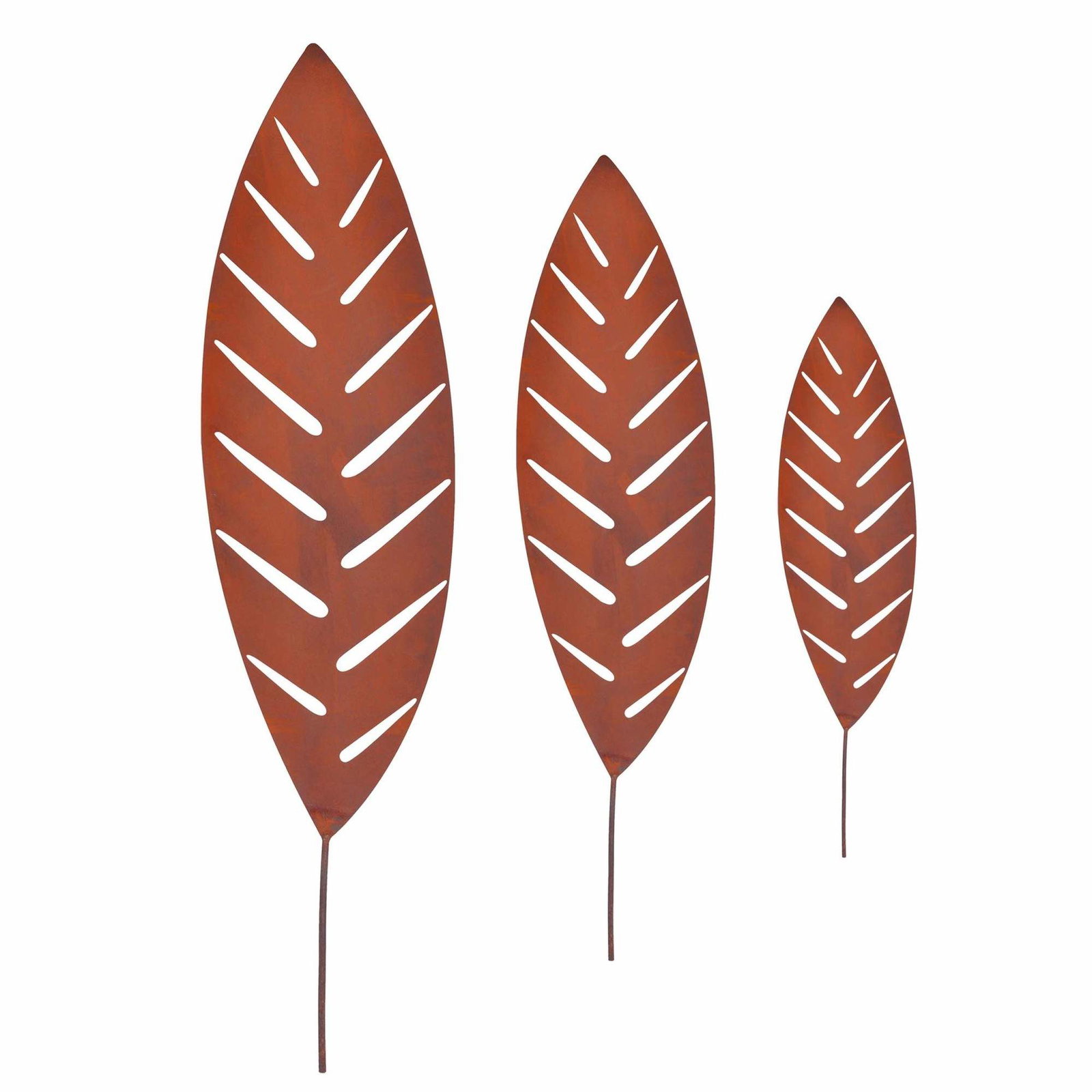 Palmbladsträdgårdspinnar – Set om 3, Rustik rosteffekt | Hem & Hobby | Pryloteket