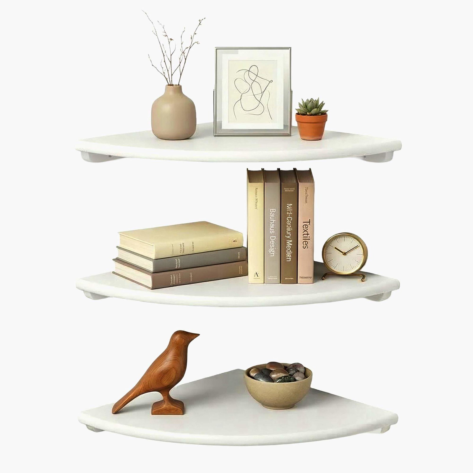 Hjørnevæghylde – Valnød, Pladsbesparende Design