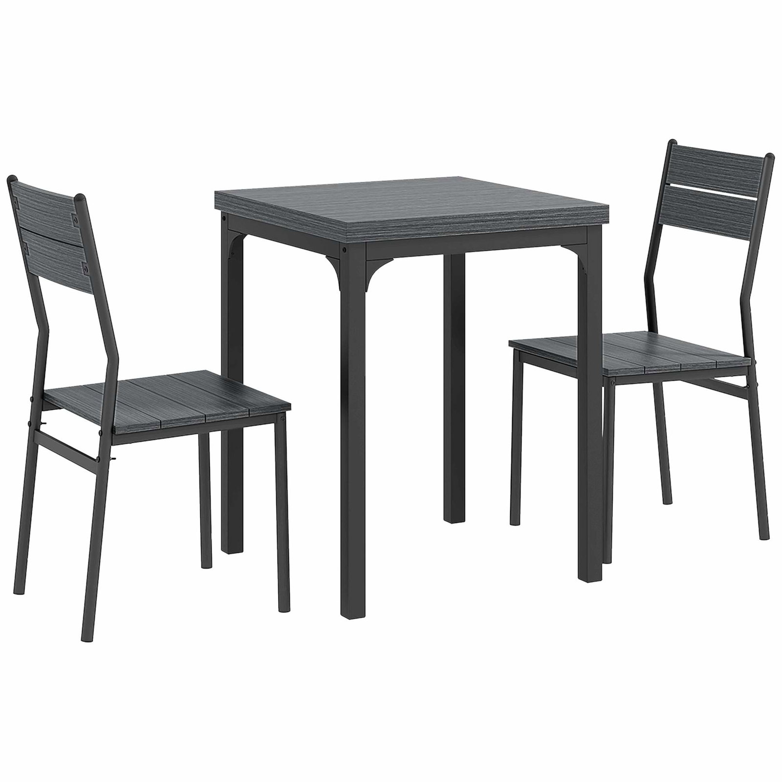 Kompakt 3-delt spisebordssæt – Bord & 2 stole, grå
