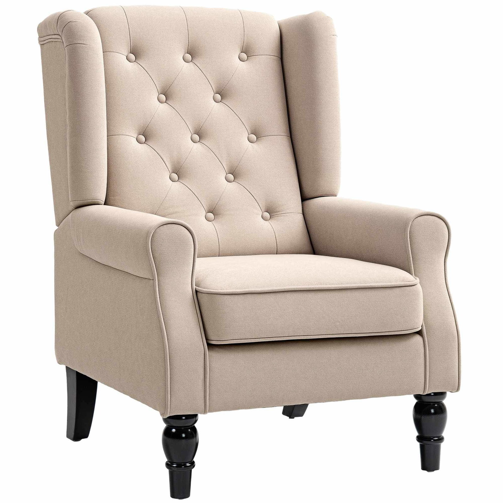 Beige Wingback Lænestol – Plys, Aftageligt Betræk, 74x87x102 cm