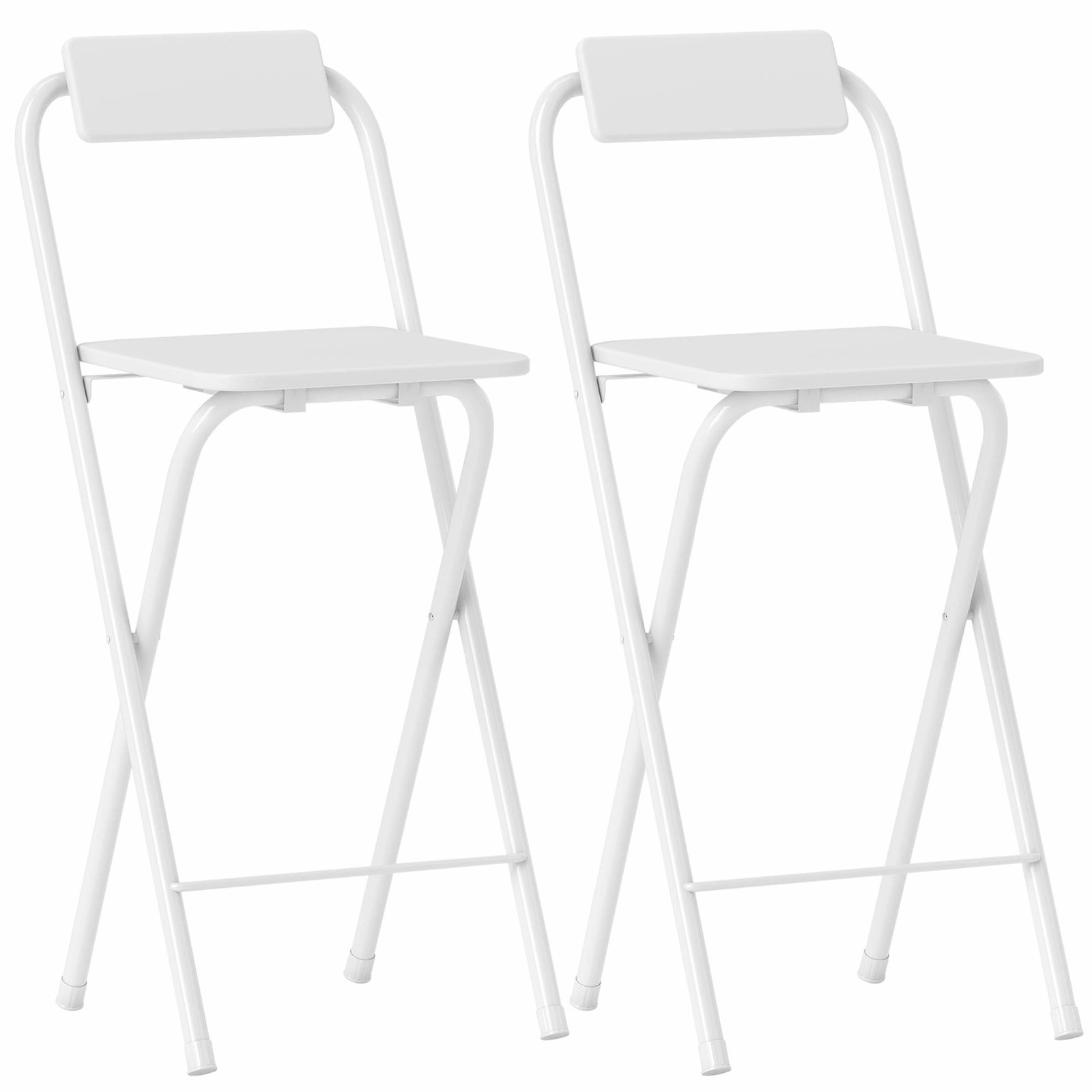 Sammenklappelige barstole sæt med 2 – stålstel, hvid