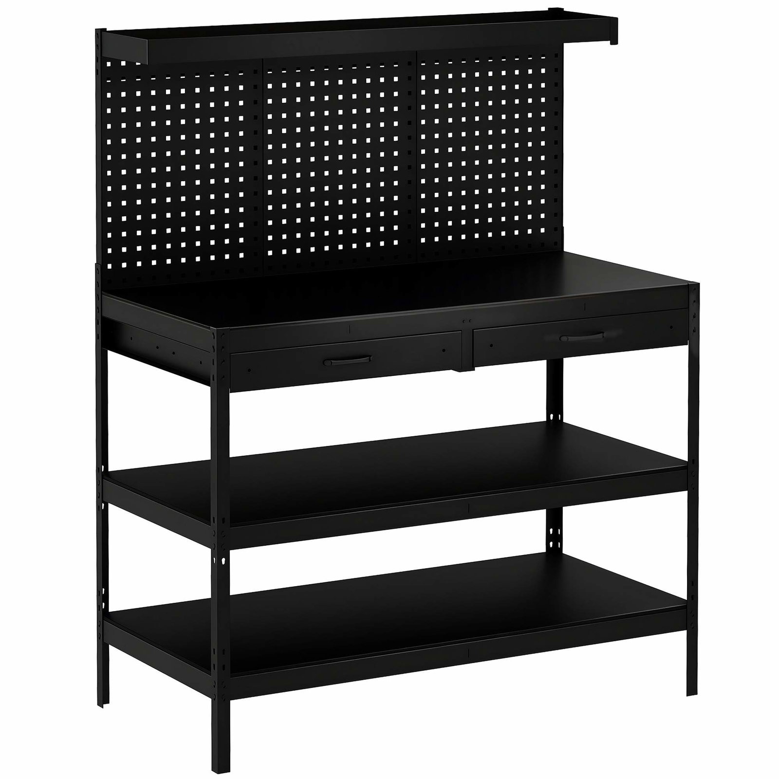 Justerbar arbejdsbænk med hyldeplade og hylder – 272 kg kapacitet