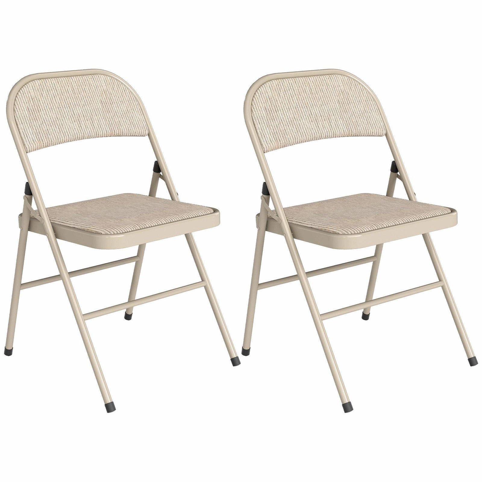 Klapstolesæt med 2 – Beige linnedlook, stålstel