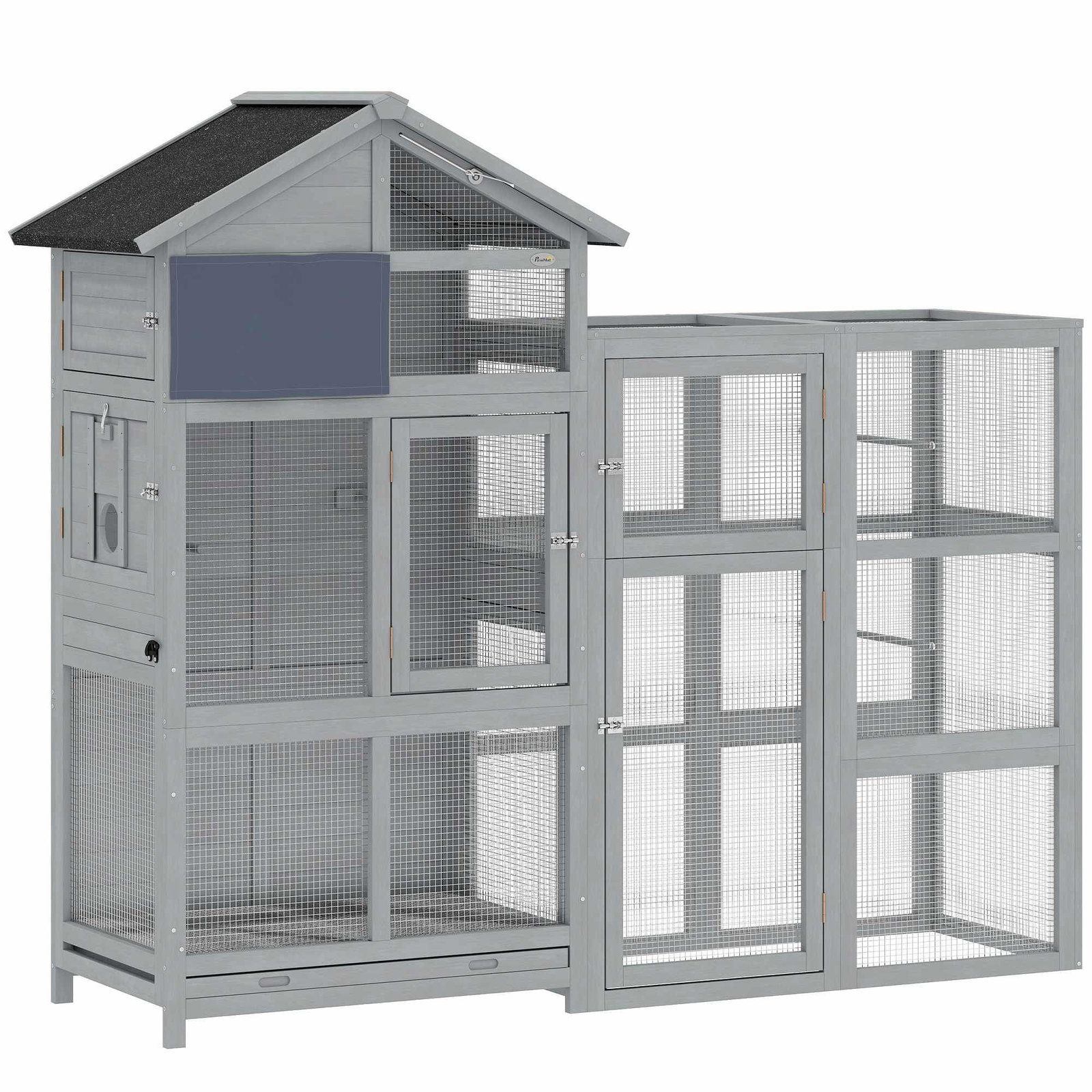 Træfuglebur med siddepinde, opbevaring, udtræksbakke