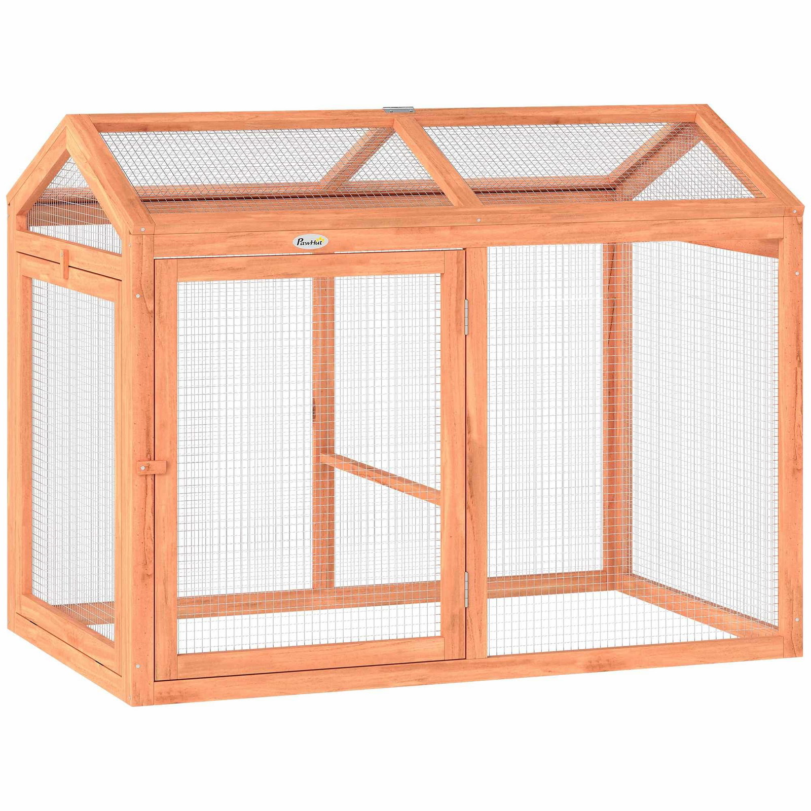 Hønsehus med siddepind – Træ & Metal, 2 kyllinger, Orange