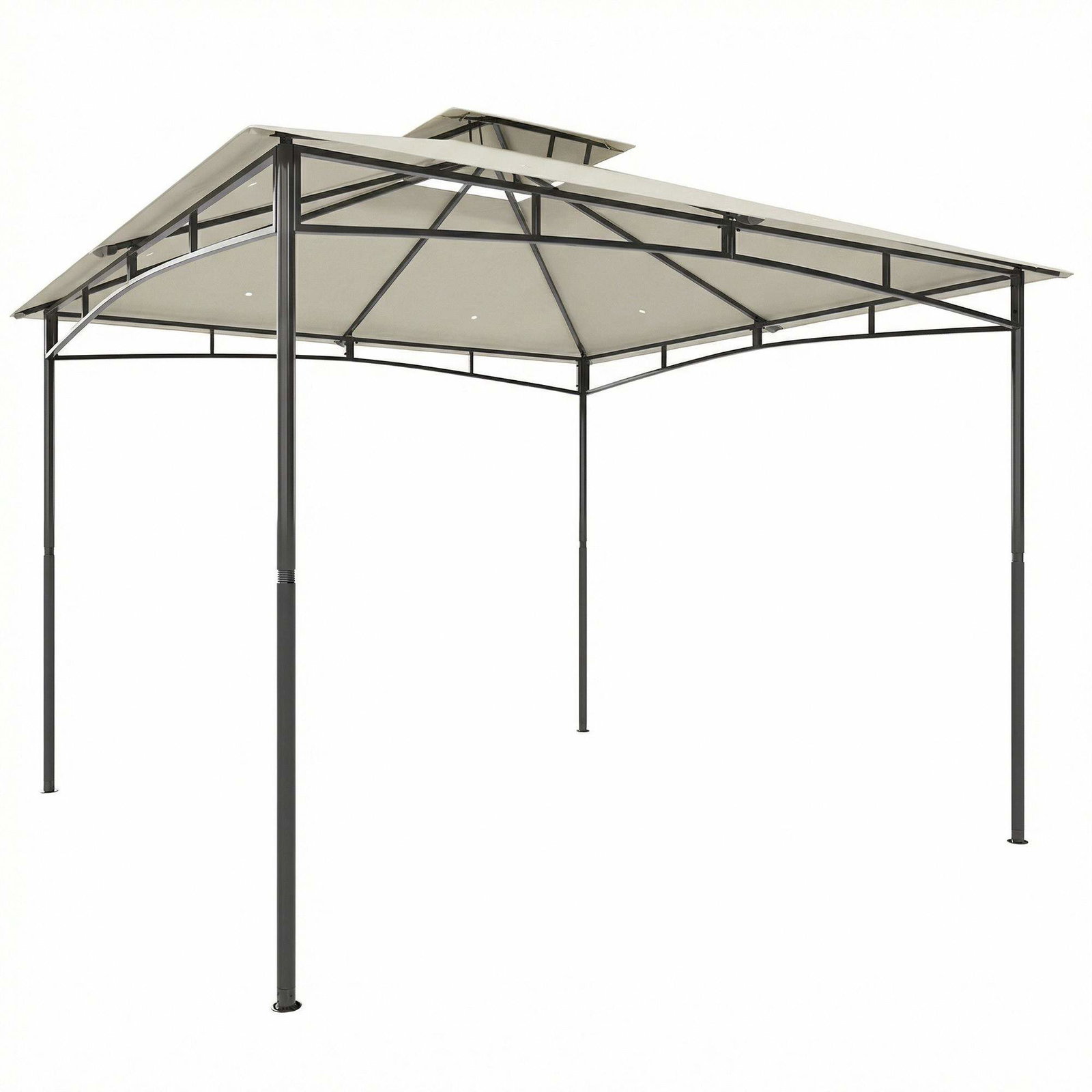 3x3m havepavillon – vandafvisende, dobbelttag, cremefarvet