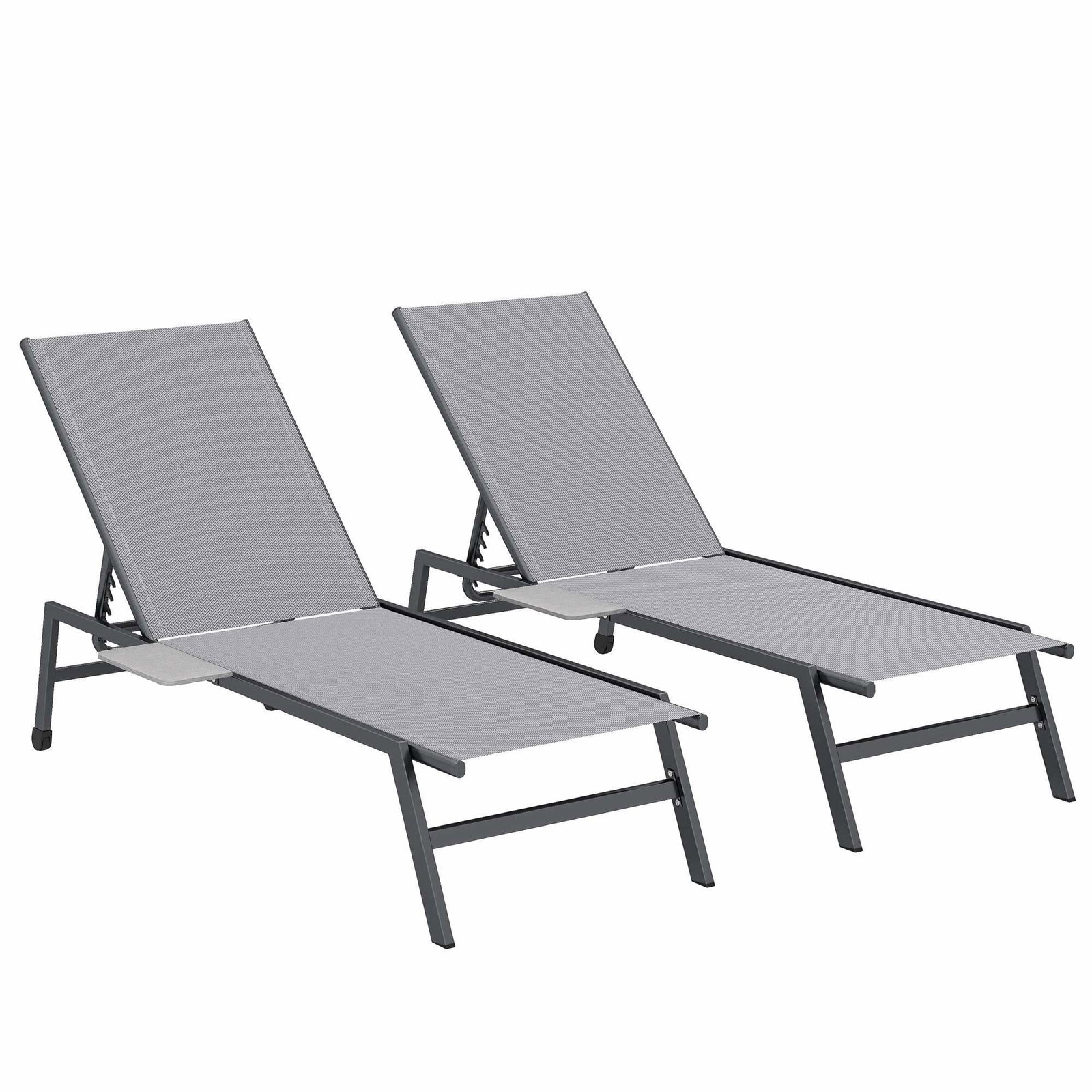 Justerbar solsänggrupp för trädgården med sidobord - Grå | Hem & Hobby | Pryloteket