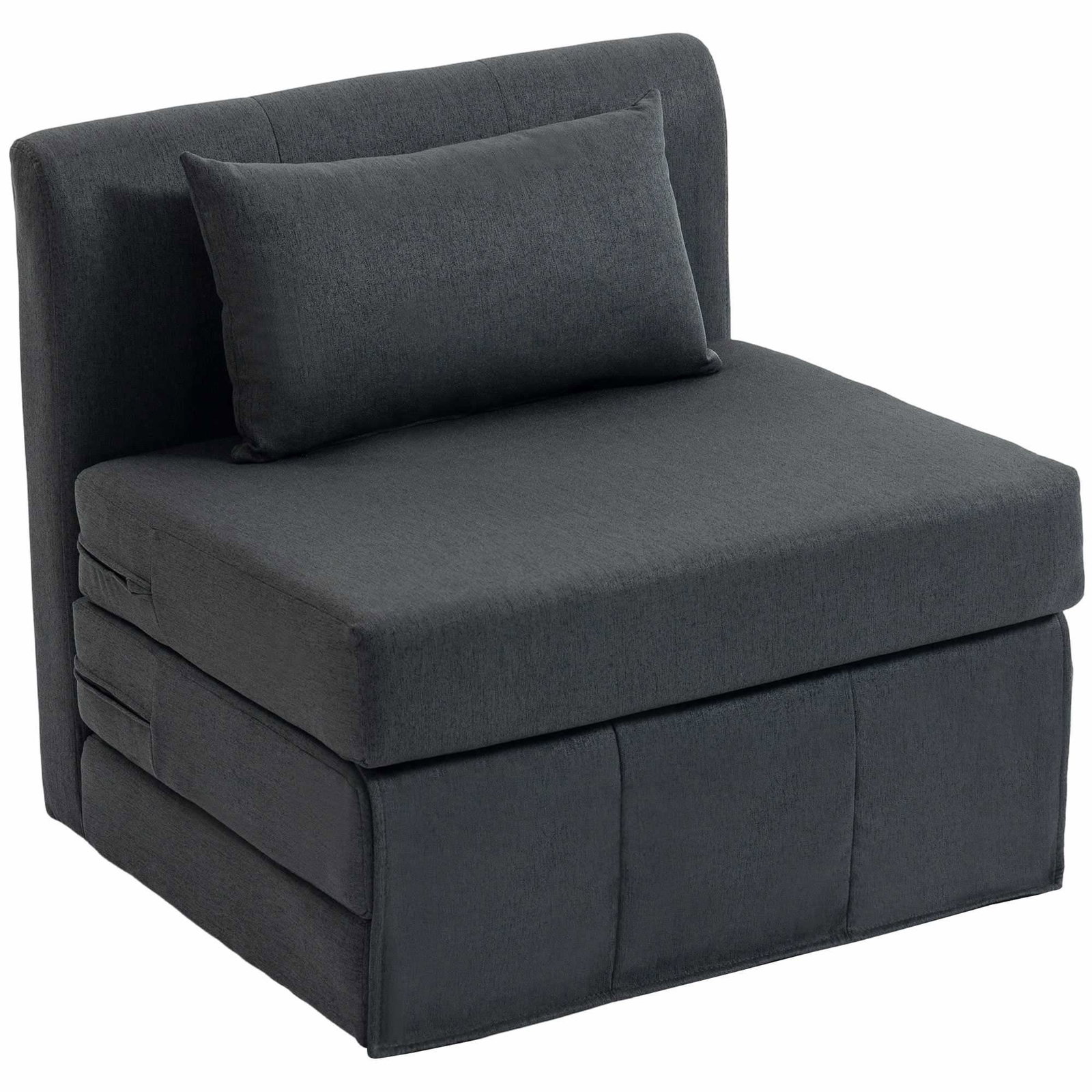 Bäddsoffa – Mörkgrå, Linnestruktur, Hopfällbar | Hem & Hobby | Pryloteket