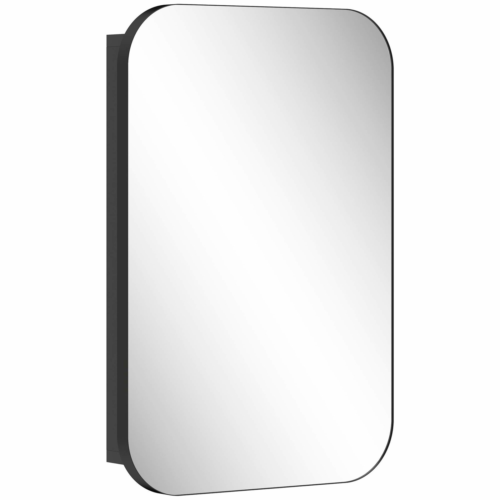 Spejlskab til badeværelse – sort, justerbare hylder, 40x10x60 cm