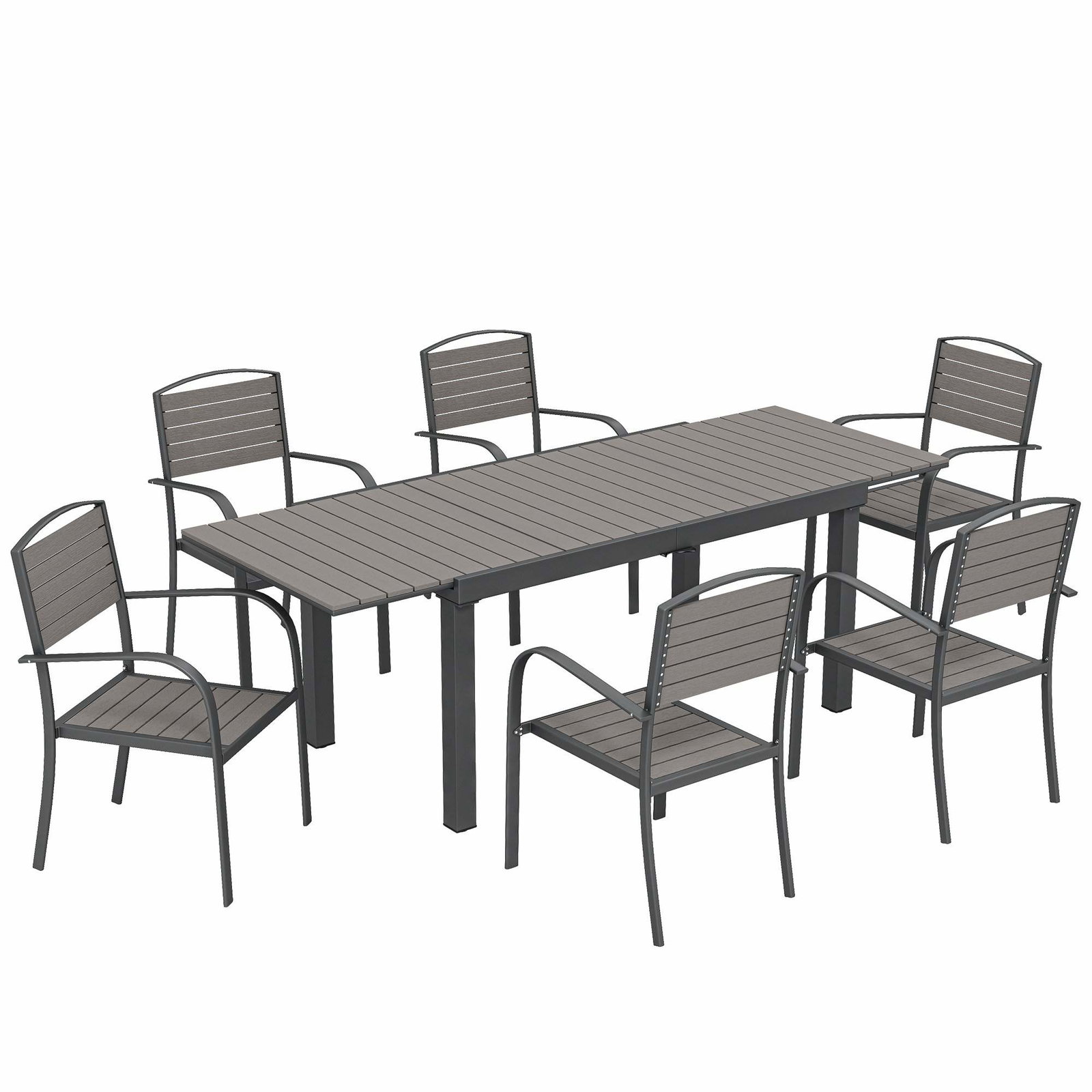 Utbyggbart 7-delat uteplatsset – aluminium, trälook | Hem & Hobby | Pryloteket