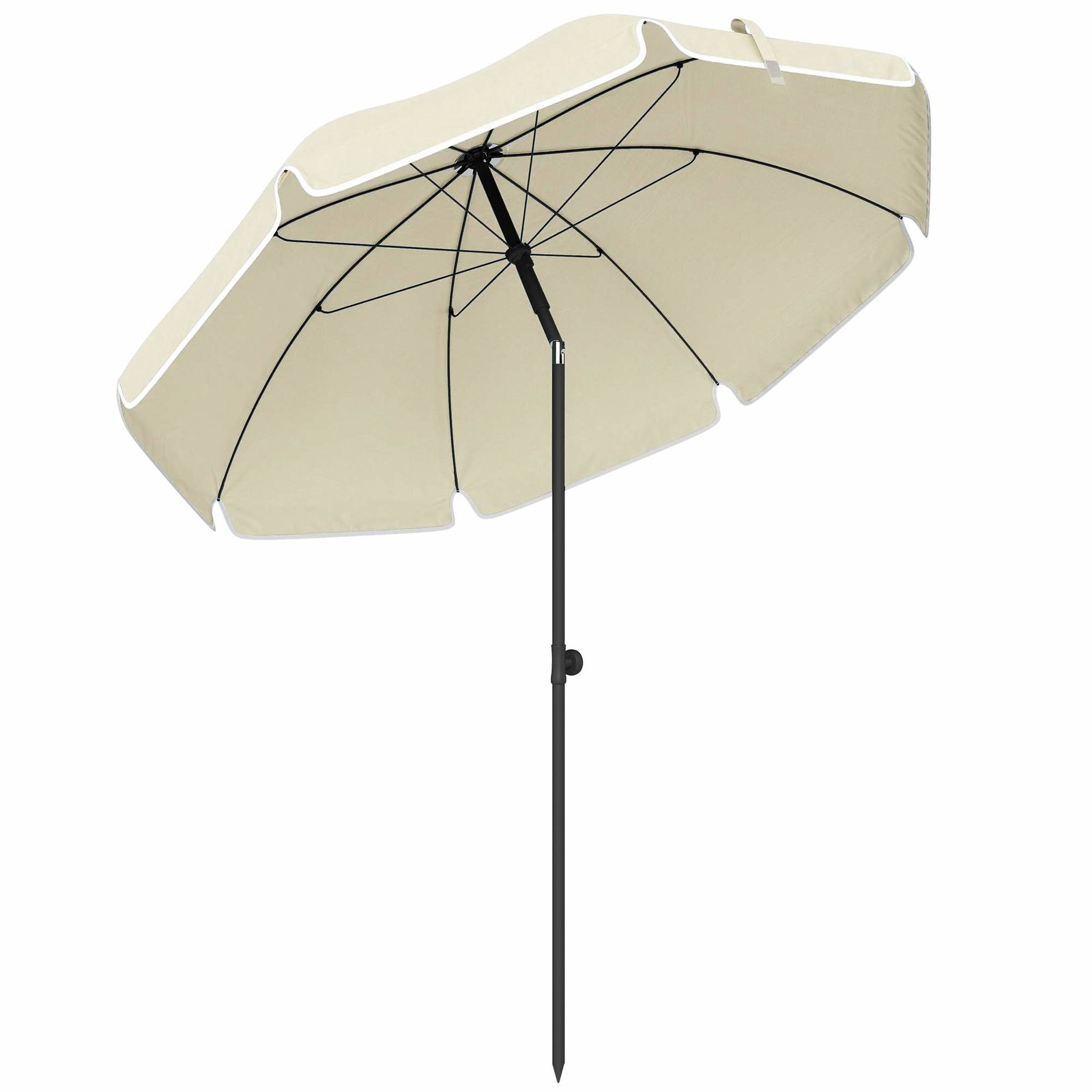 Strandparasol – 150 cm, justerbar hældning, sandanker