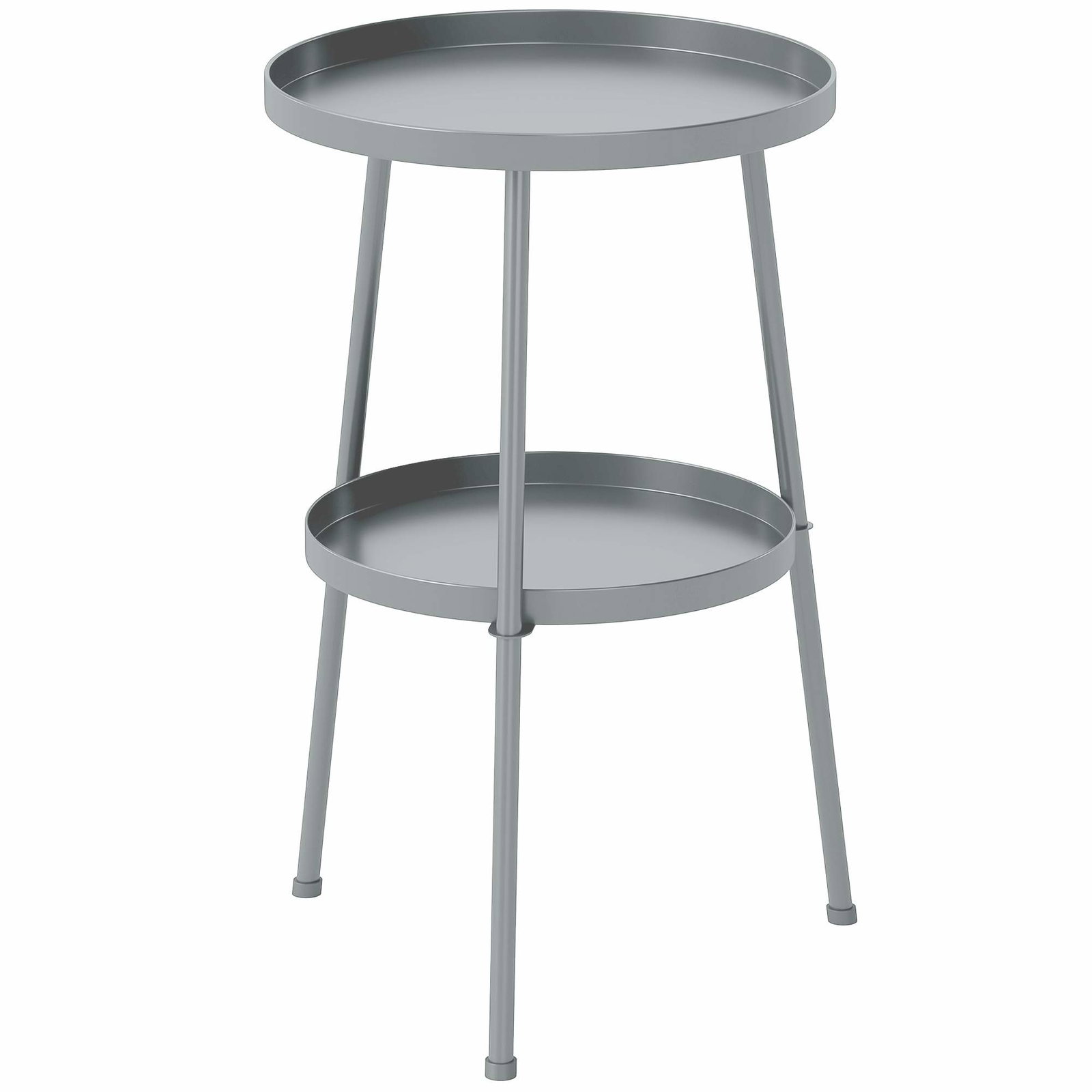 Rundt metal udendørs sidebord – justerbare fødder, mørkegrå