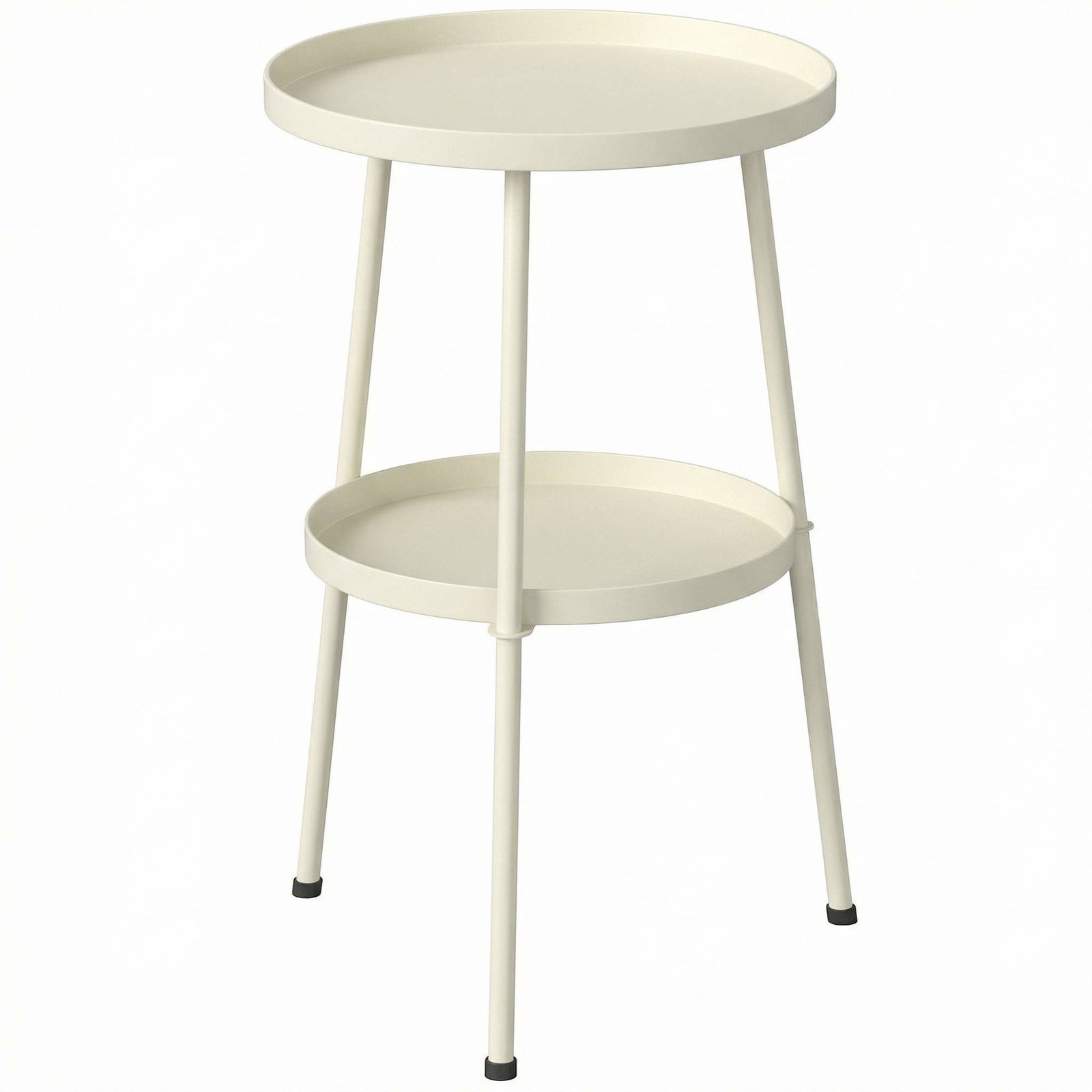 Rundt metal udendørs sidebord – cremehvid, justerbare fødder
