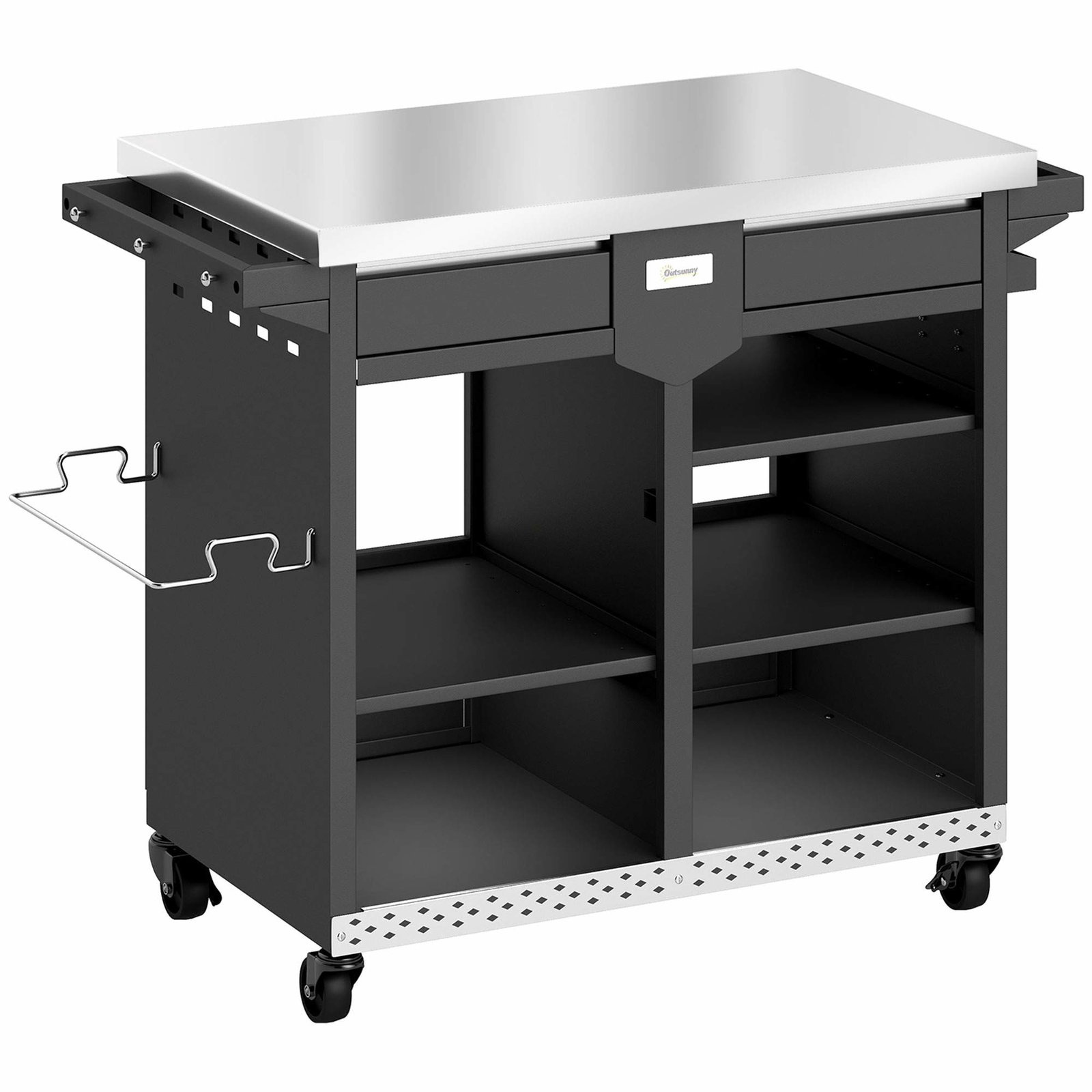 5-etagers grillvogn med justerbare hylder og hjul