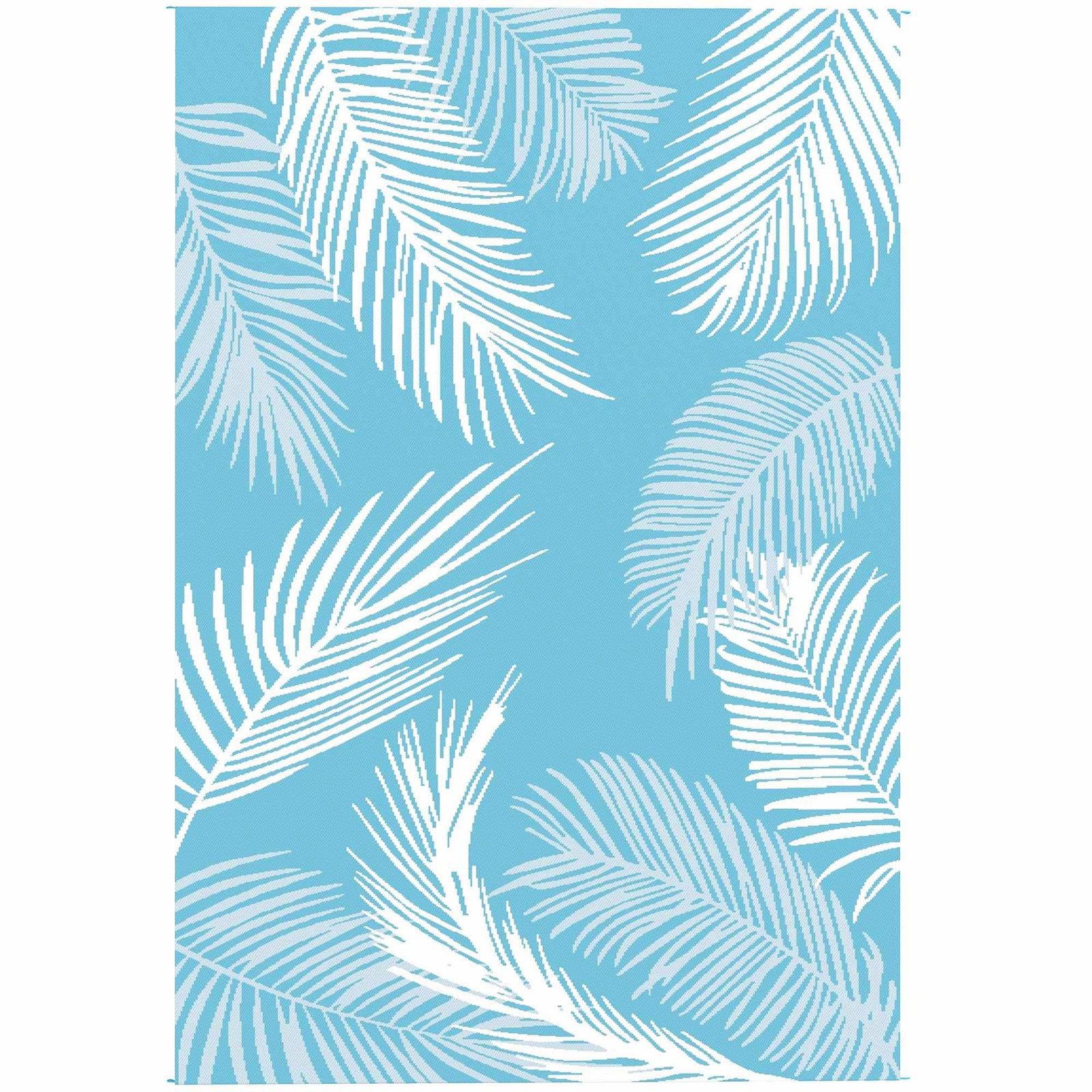 Vendbart udendørstæppe – vejrbestandigt, 274 x 182 cm, lyseblå/hvid