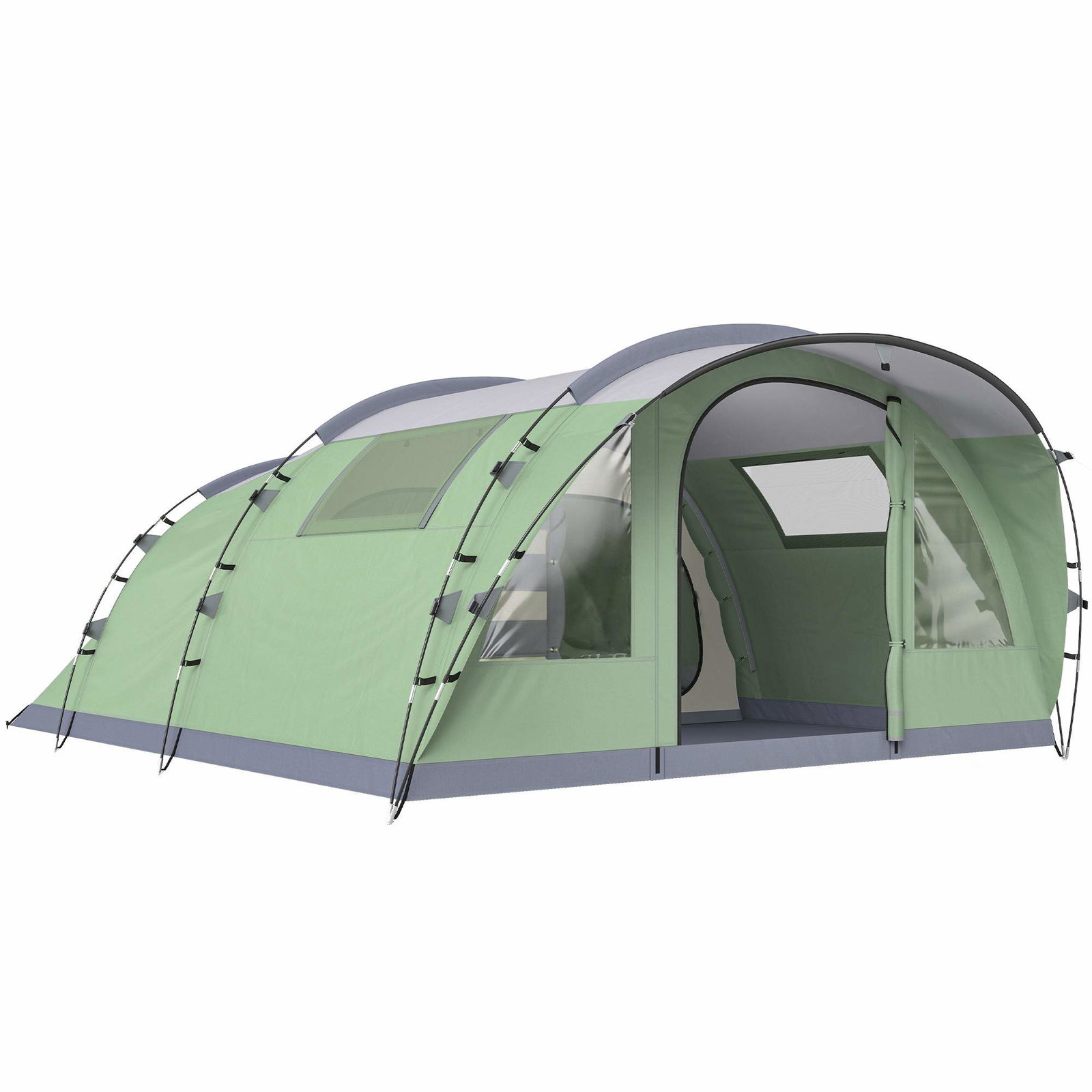 4-personers tunneltelt – 2 rum, vandtæt, 196 cm højde