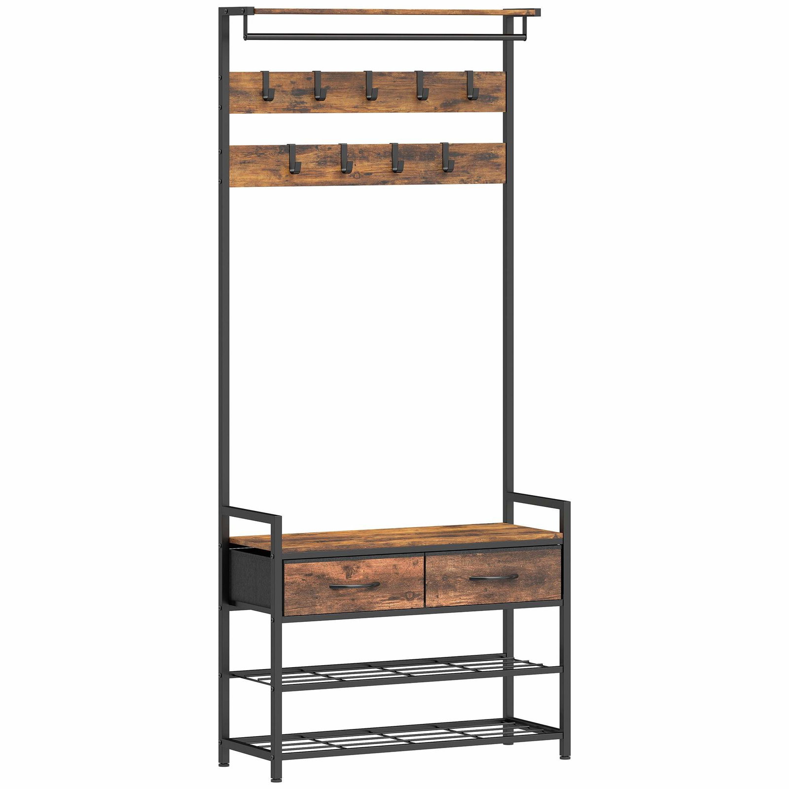 Industriel entréorganisator med skobænk og kroge