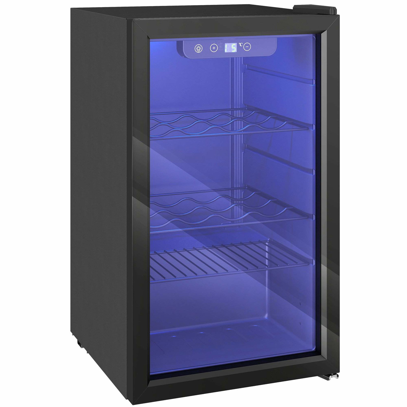 Vinkøleskab – 24 flasker, 68L, 4–16C, glasdør, sort