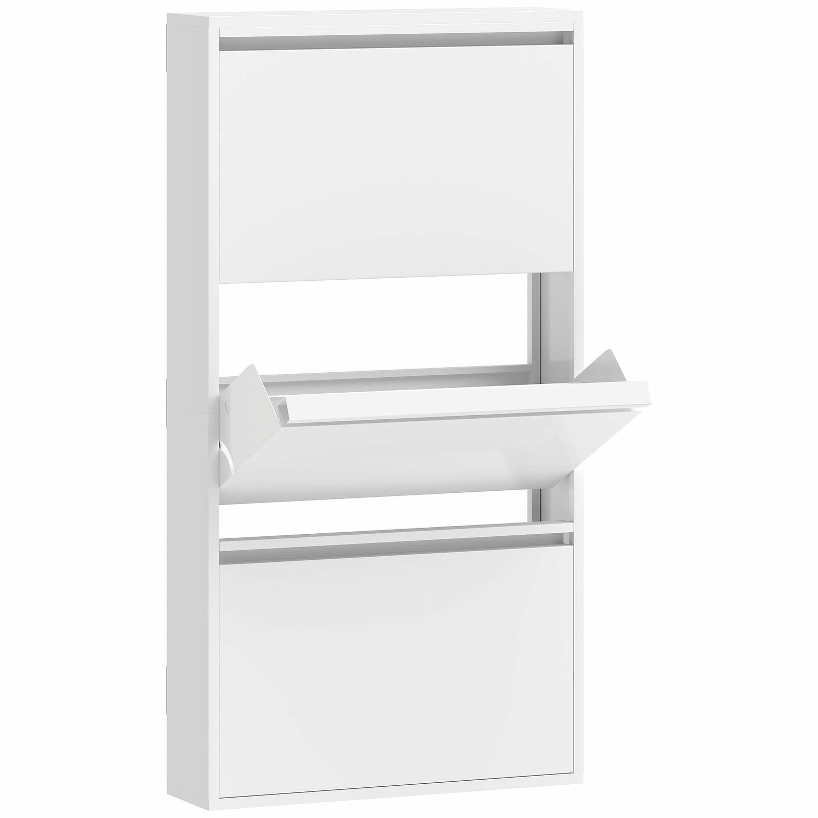 Metal skoskab – vægmonteret, 3 flip-rum, hvid