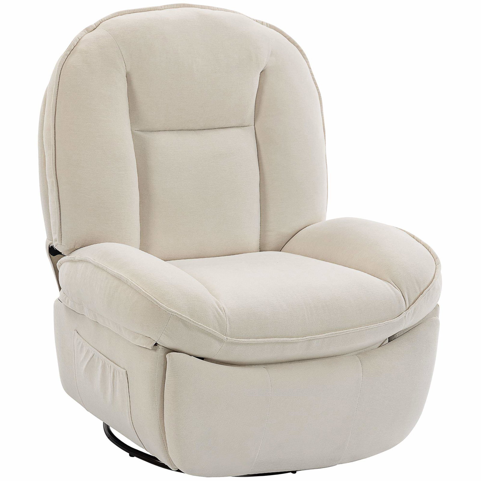 Drejelig lænestol – Dyb sæde, Chenille stof, Creme