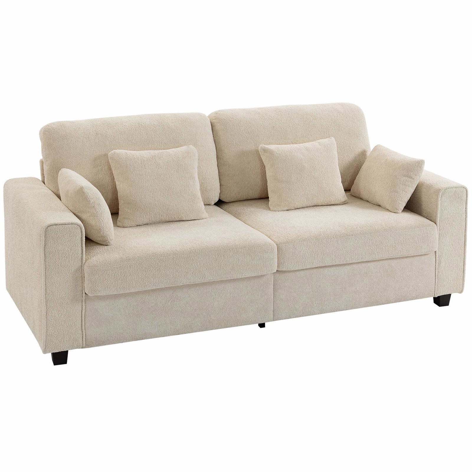 Beige 3-personers sofa – dyb sæde, fløjlsfinish