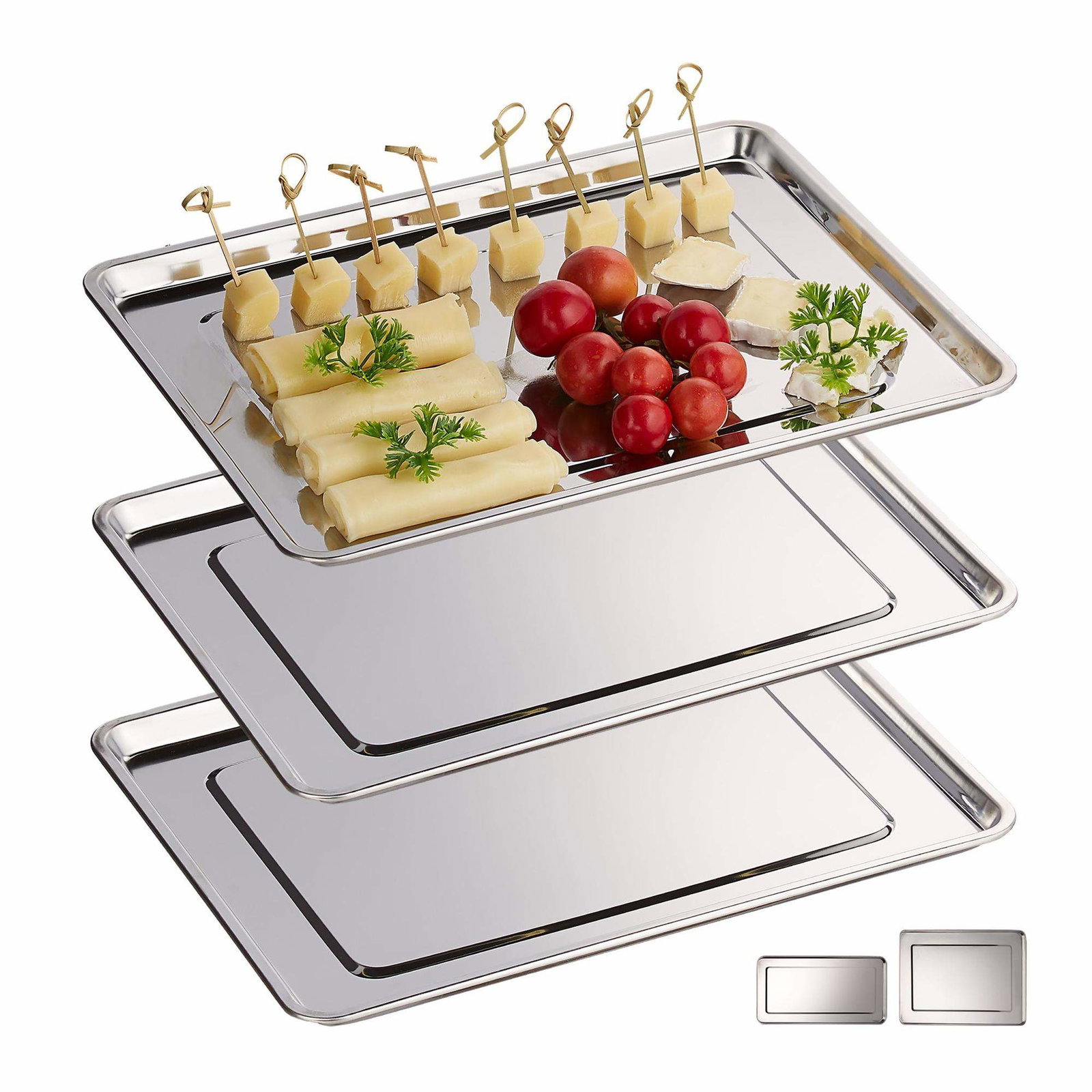 3x serveringsbakker i stål