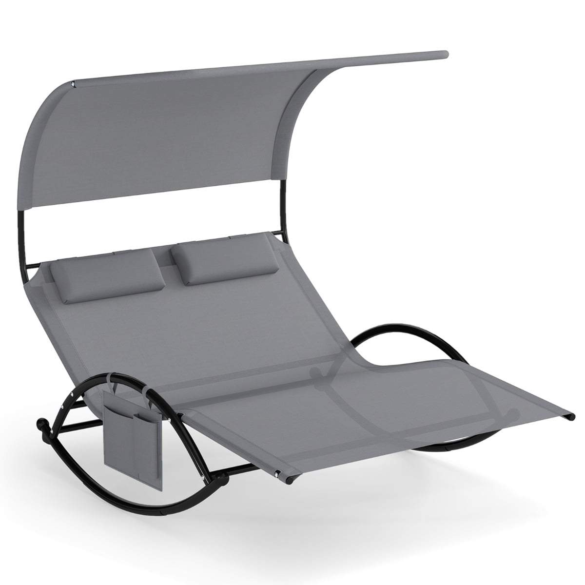 Dubbel solsäng med tak och kuddar – grå | Hem & Hobby | Pryloteket