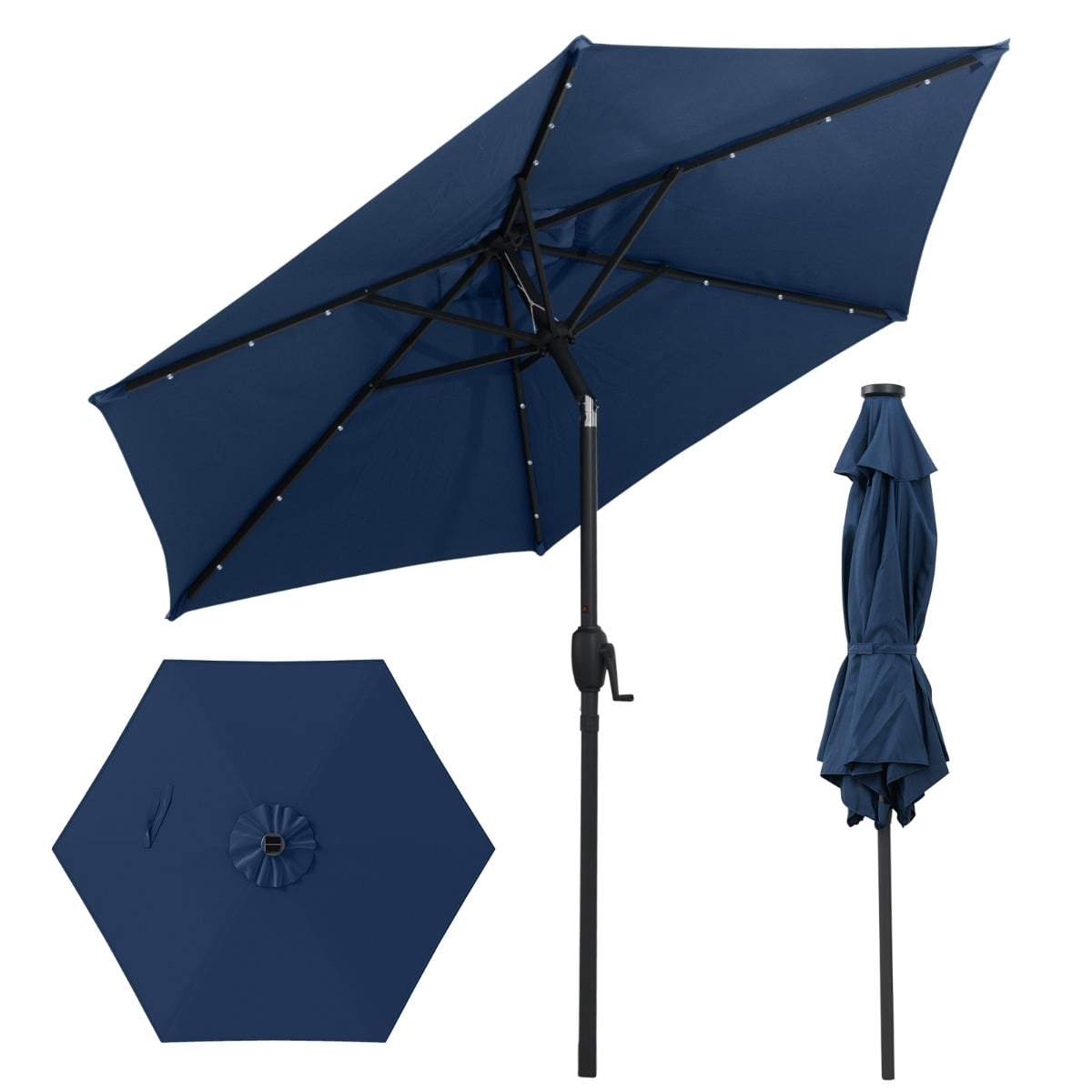 230 cm parasoll med solcellsdrivna LED-lampor – marinblå | Hem & Hobby | Pryloteket