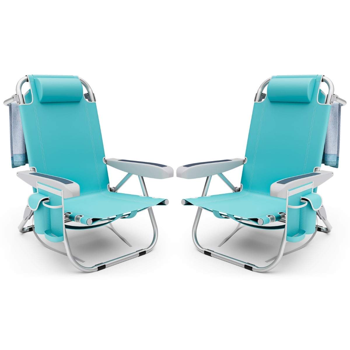 Justerbare, foldbare strandstole – sæt med 2, blå