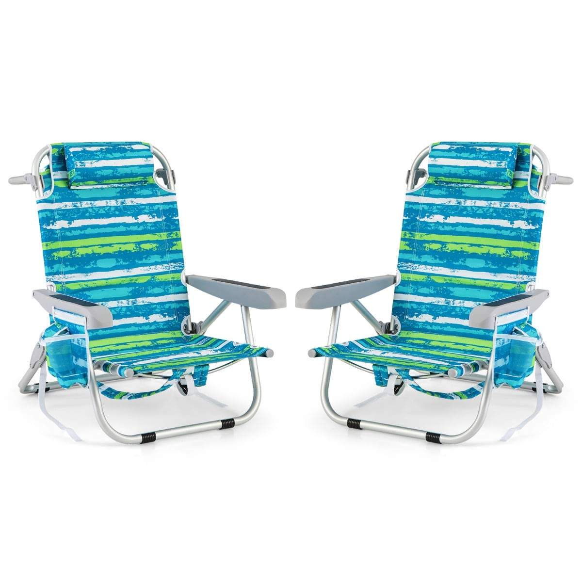Hopfällbara strandstolar, set om 2 – justerbart ryggstöd | Hem & Hobby | Pryloteket