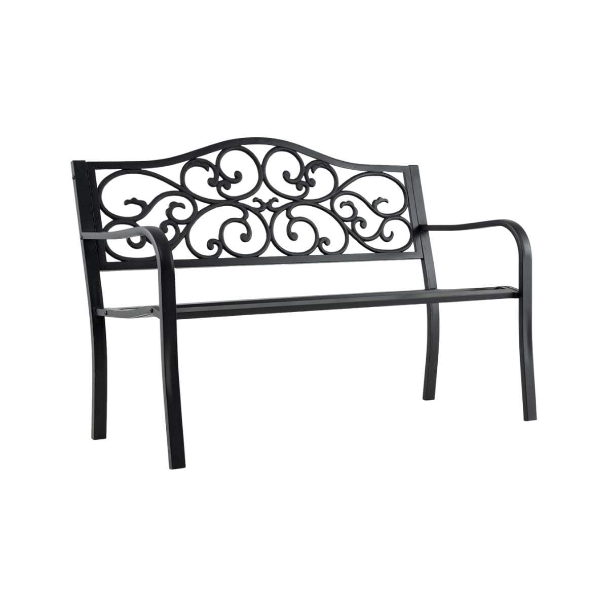 Metal havebænk til 2-3 personer, blomsterdesign, ergonomisk komfort