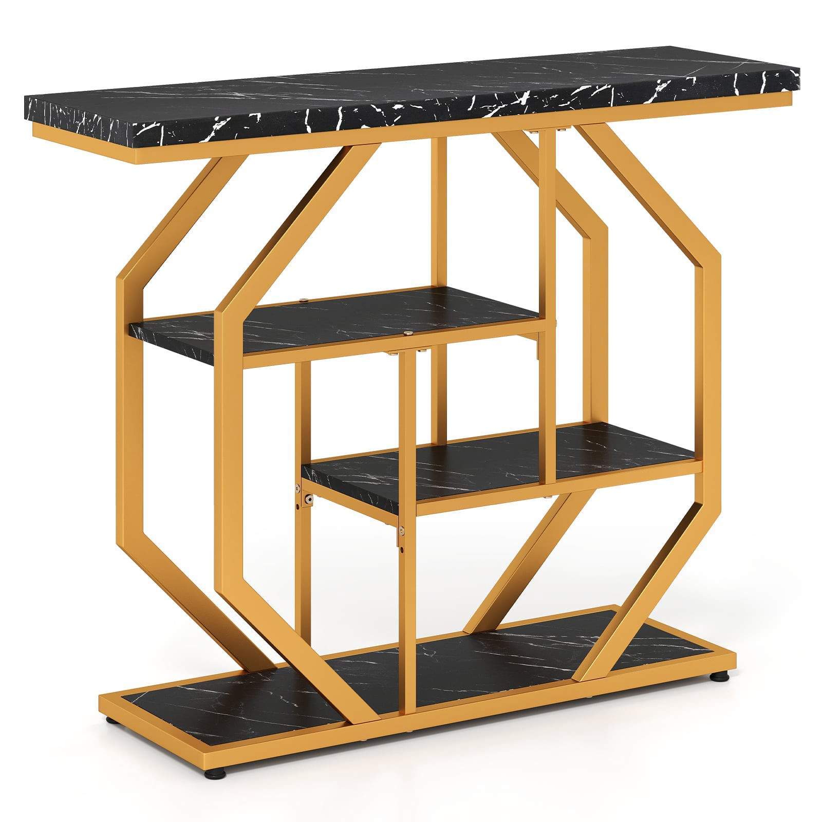 Modernt konsolbord med 4 våningar och skiva i konstmarmor | Hem & Hobby | Pryloteket