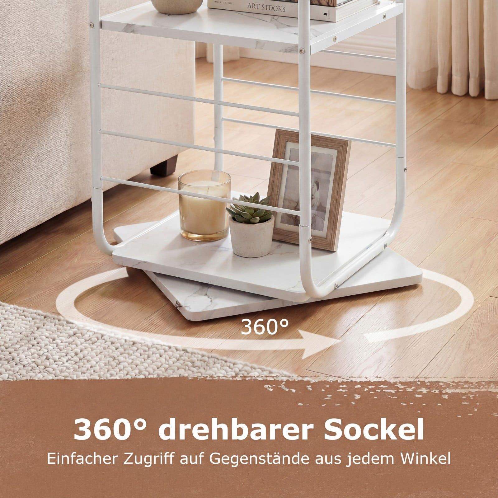 360 roterande bokhylla – 4 våningar, metallram, vit | Hem & Hobby | Pryloteket