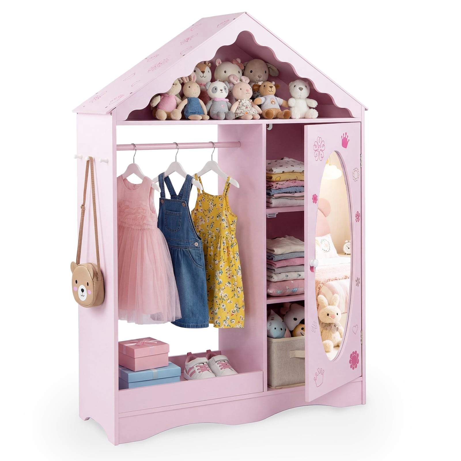 Børnegarderobe med spejl – Pink House Design
